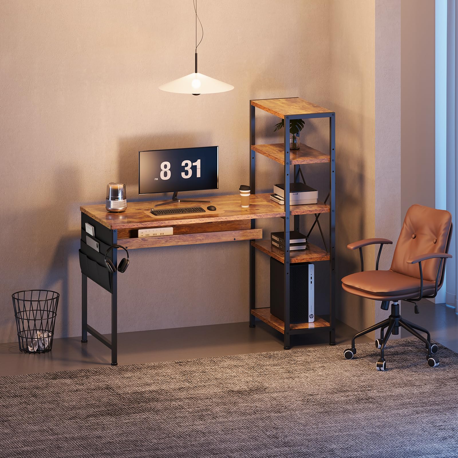 ラック付きデスク120です！ 1年保証 パソコンデスク PCデスク ラック付きデスク 幅120cm