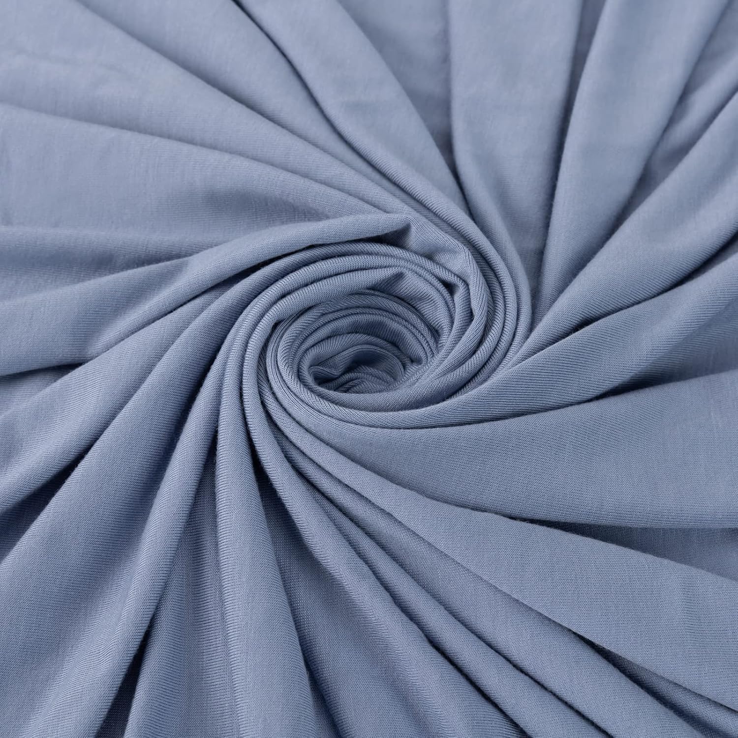 Large Jersey Knitted Swaddle Blanket for Baby, Soft Stretchy Receiving Blanket for Newborns with Hat, Baby Nursery Swaddle 47 x 47 inches(Steel Blue) - Image 8