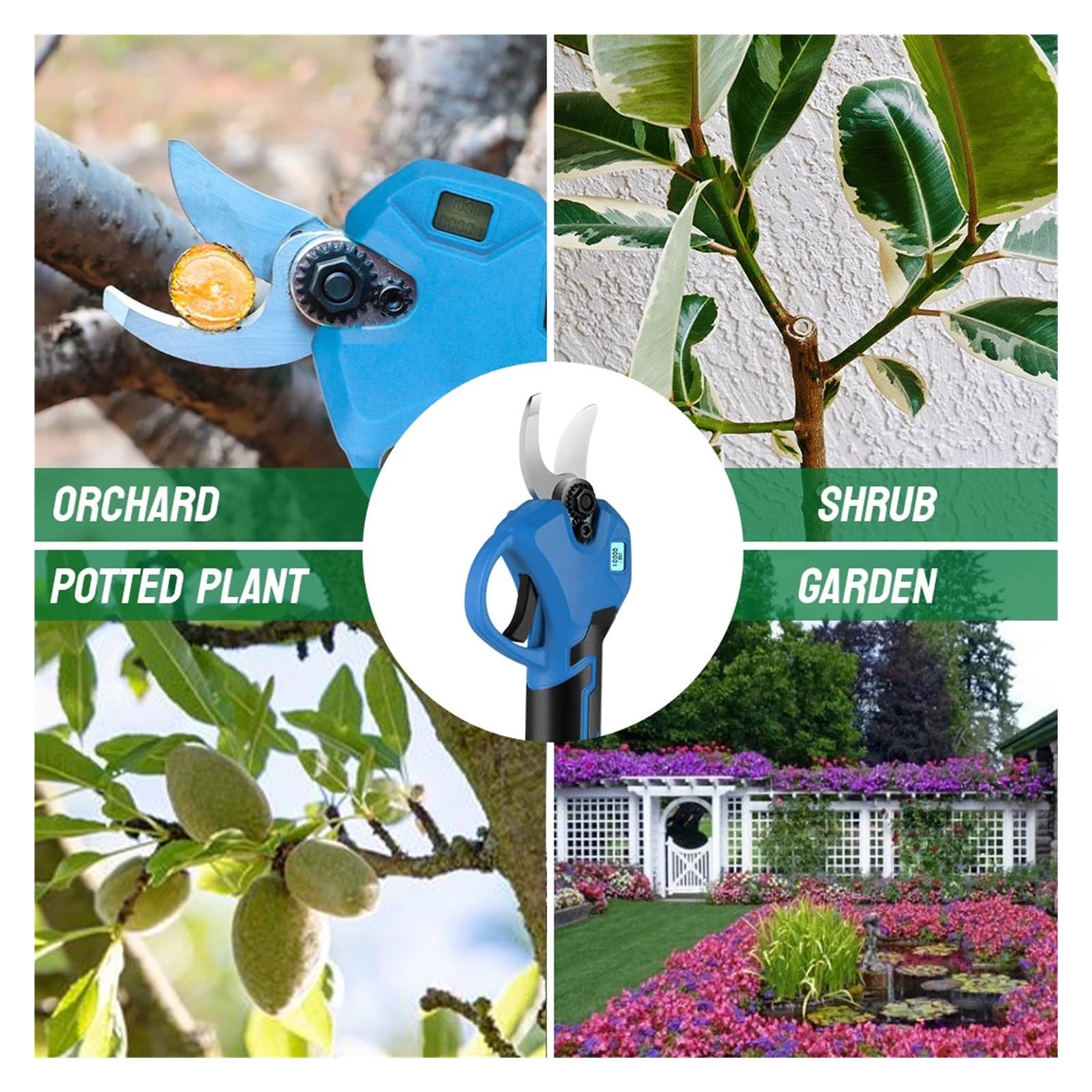 Cesoie da Potatura, 1280W 30mm Potatore Elettrico Senza Spazzole Cesoia Cordless Ricaricabile Albero da Frutto Bonsai Rami di Potatura Strumento(NO Battery)