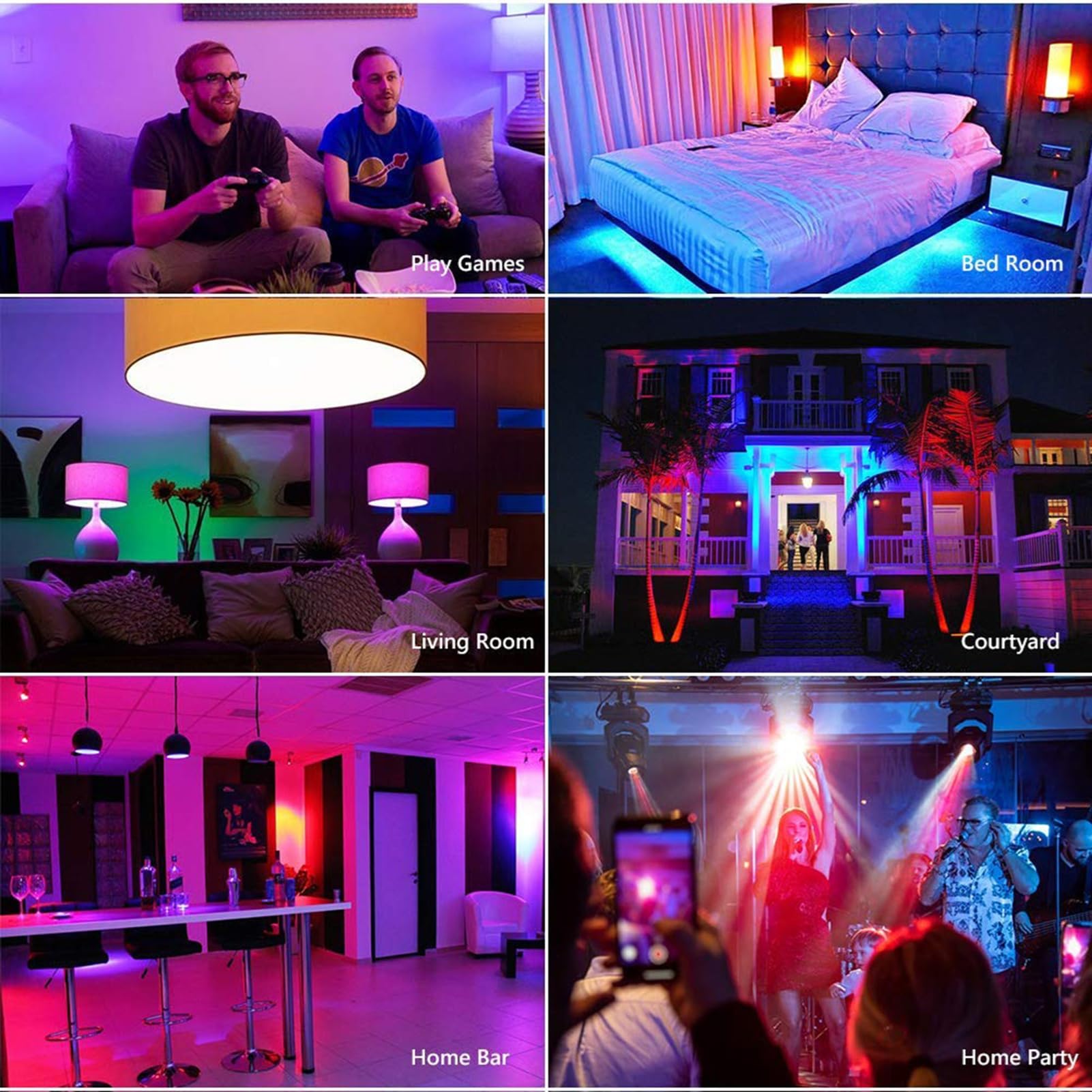 WiFi Bombilla inteligente RGB+W+C Bombilla LED 5W GU10 Luz regulable Aplicación de teléfono Control remoto Compatible con Alexa Home Tmall Elf para control de voz (5)