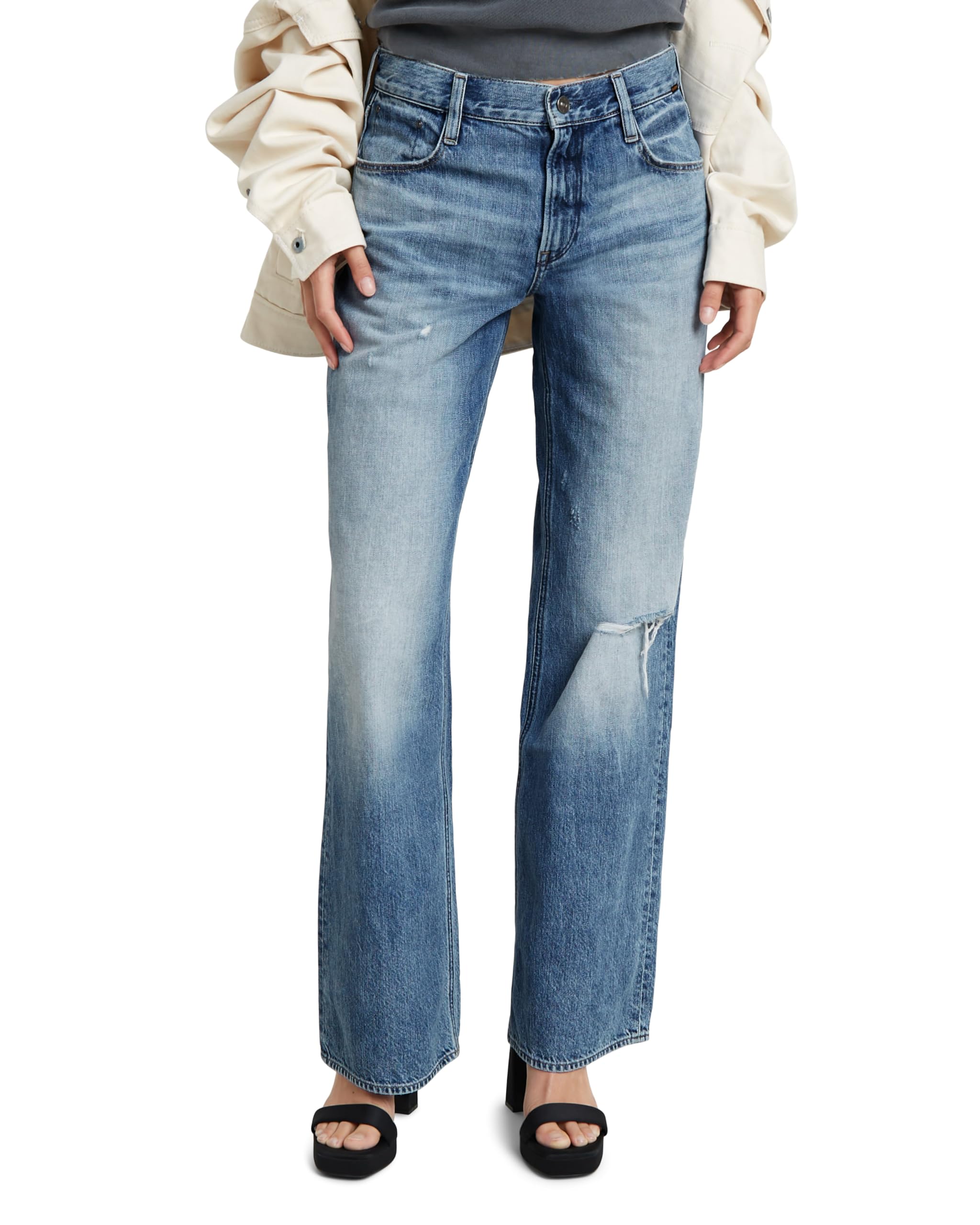 G-Star Women's Judee Loose Low Waist Jeans, Blue (faded denali blue destroyed D22889-D536-G565), 28W / 34L