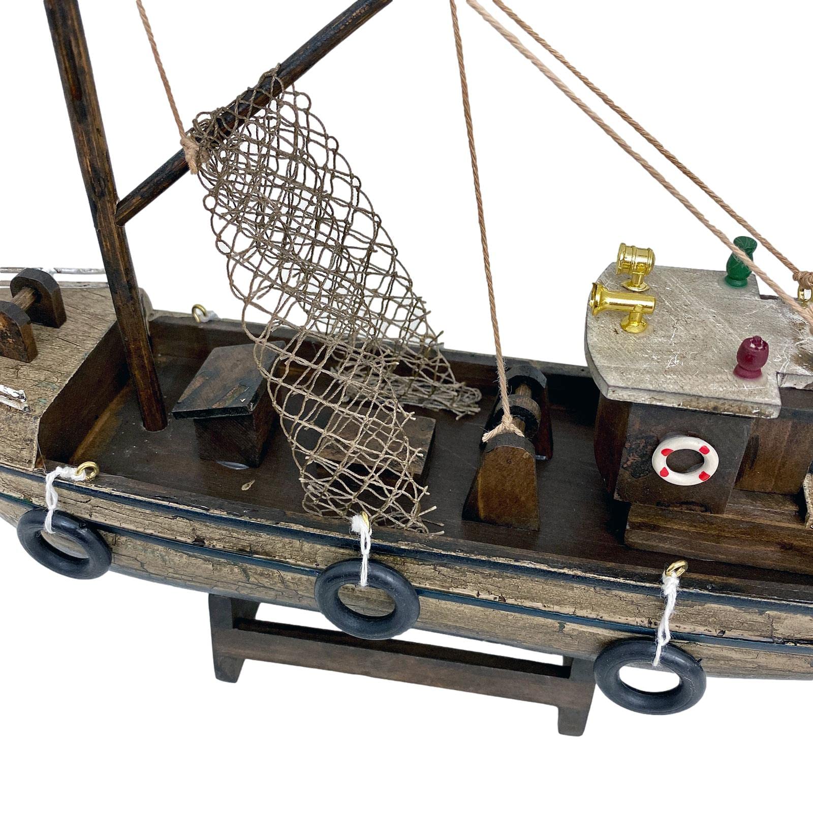 aubaho Kutter Fischerboot Fischkutter Schiffsmodell Holzschiff Schiff 30cm kein Bausatz