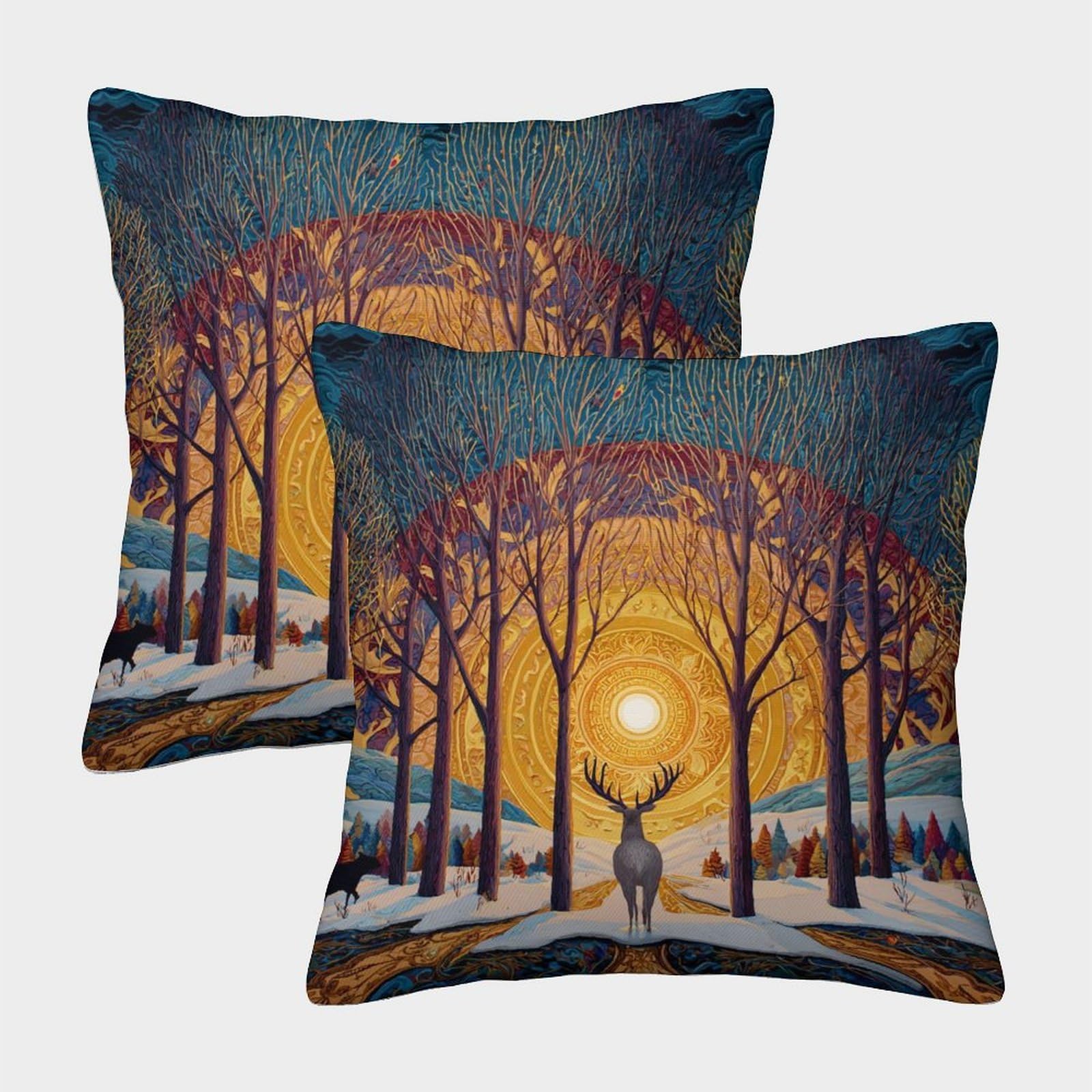 kaiyun 2 Pack Deer 3D Cushion Cover Pillow Cover Sofa Outdoor Decoration Square 45x45cm