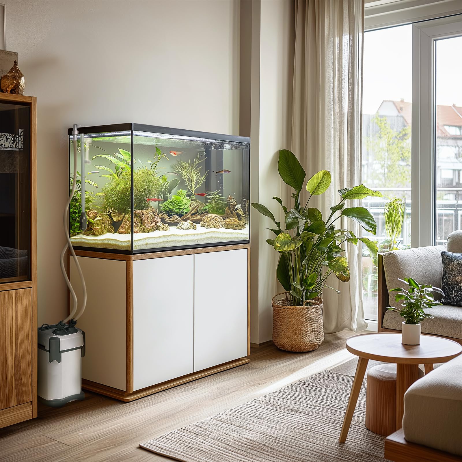 Fluxion Elite 1200 UVC PRO – Filtro Esterno per Acquario 100-250L con Lampada UV 9W, 3 Cestelli, Silenzioso, Regolazione Portata, Skimmer, Accessori Inclusi
