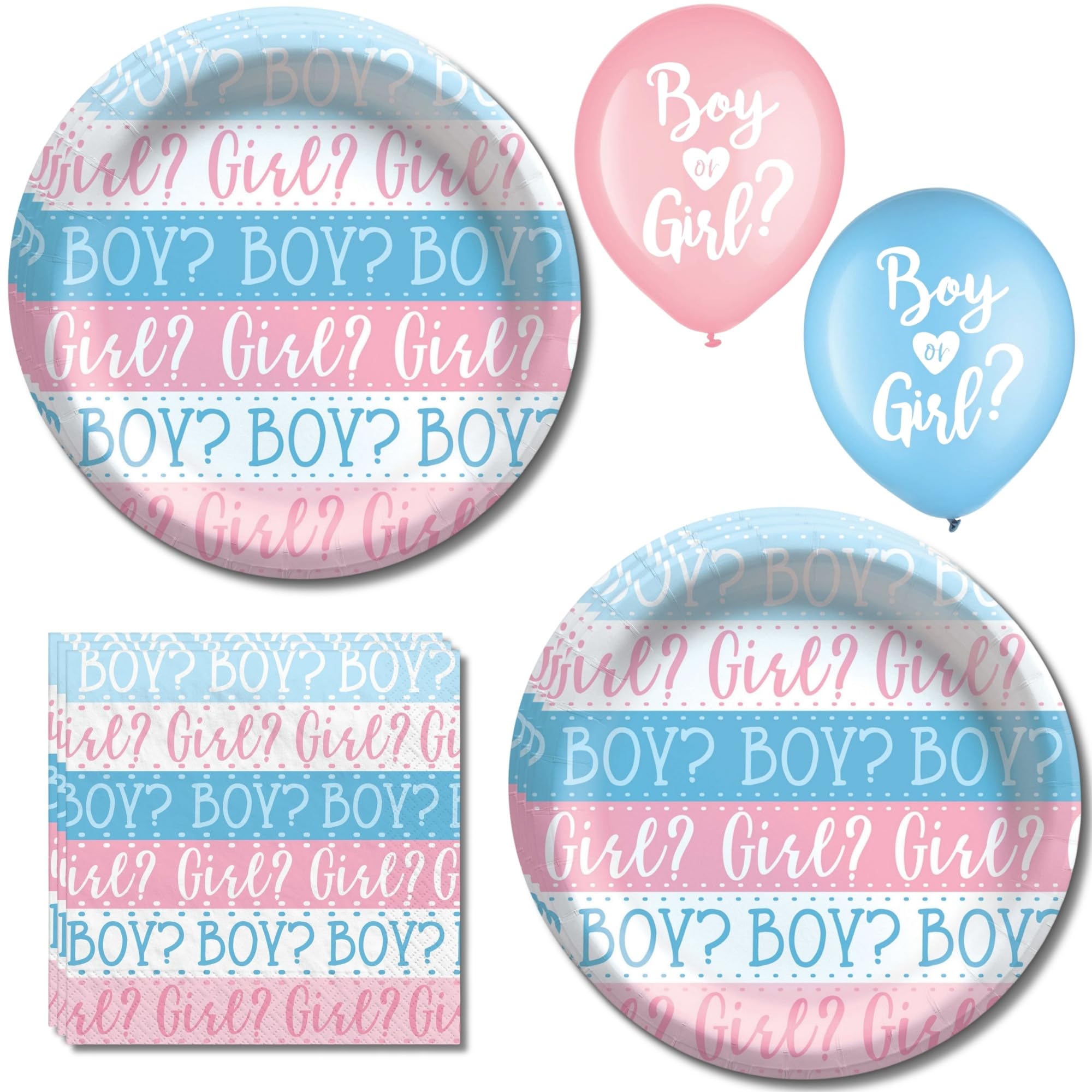 Baby Shower Género Reveal Party Platos de papel de acuarela rosa y azul y servilletas de almuerzo (sirve 16)