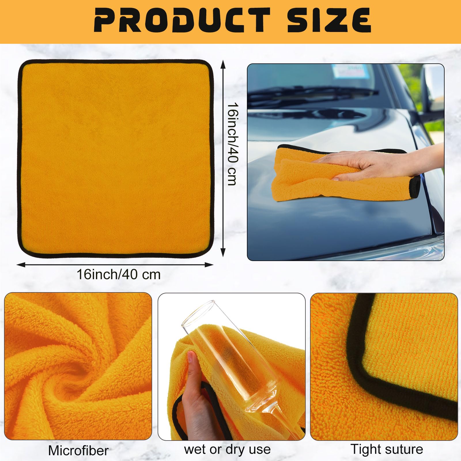 Tallew 100 Pcs Microfiber Towels 16 Inch x 16 Inch Microfiber Cloth Car Drying Towels for Cars Washing — view 2