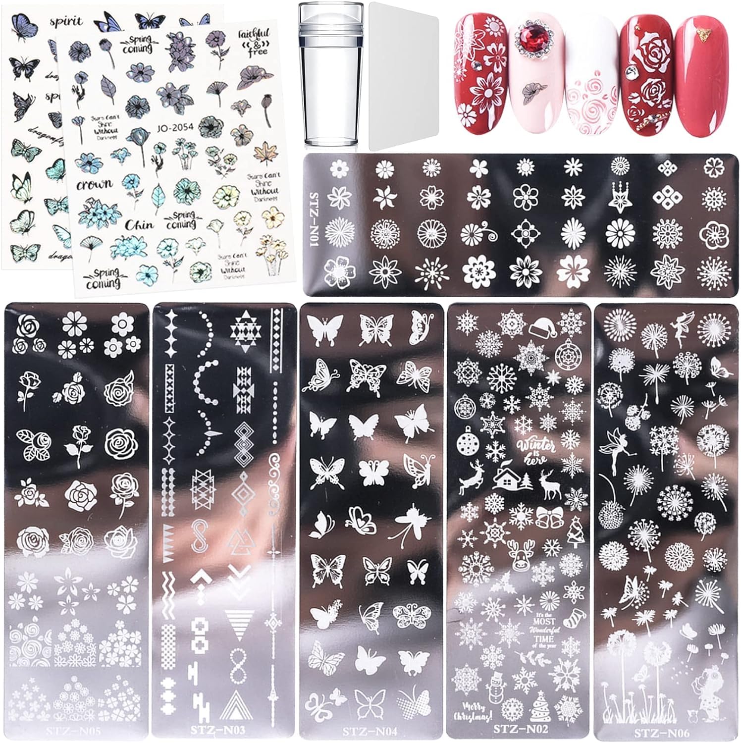 Kit de Estampado de Uñas 8 Pcs Placas Estampacion Stamping Uñas
