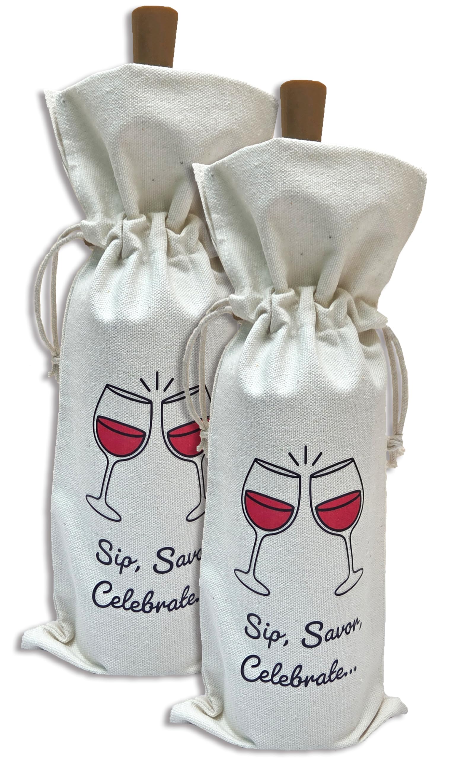 Clarkia Canvas Wine Bottle Gift Bags (Set of 2) – Reusable Fabric Covers for 750ml Wine & Champagne Bottles – Ideal for Gifting, Weddings, Parties, Birthdays & Holiday Celebrations-image-14