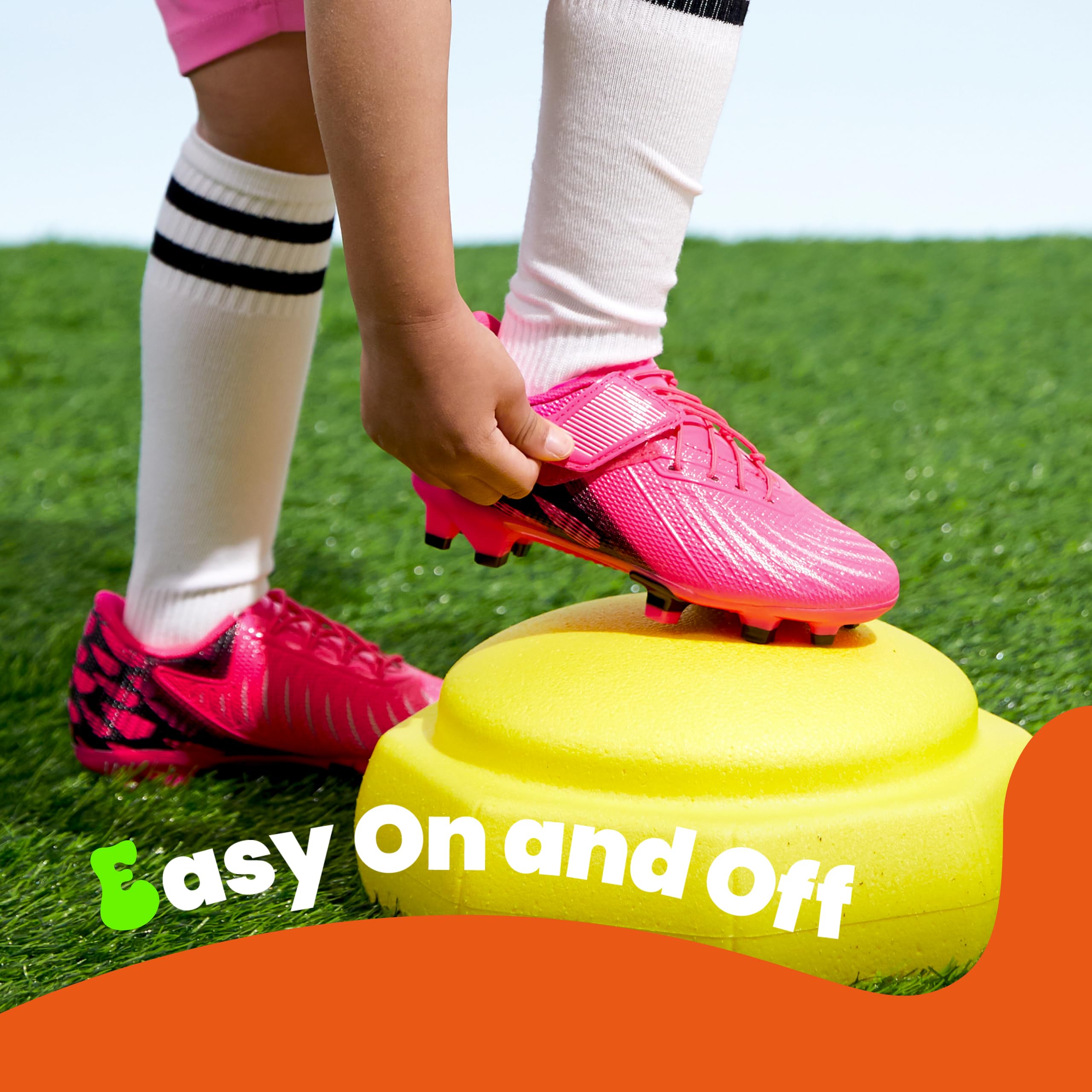 PATPAT Kids Soccer Cleats – Outdoor Firm Ground and Turf Football Training Shoes for Little Big Boys and Girls, Hot Pink/Black Sizes 10