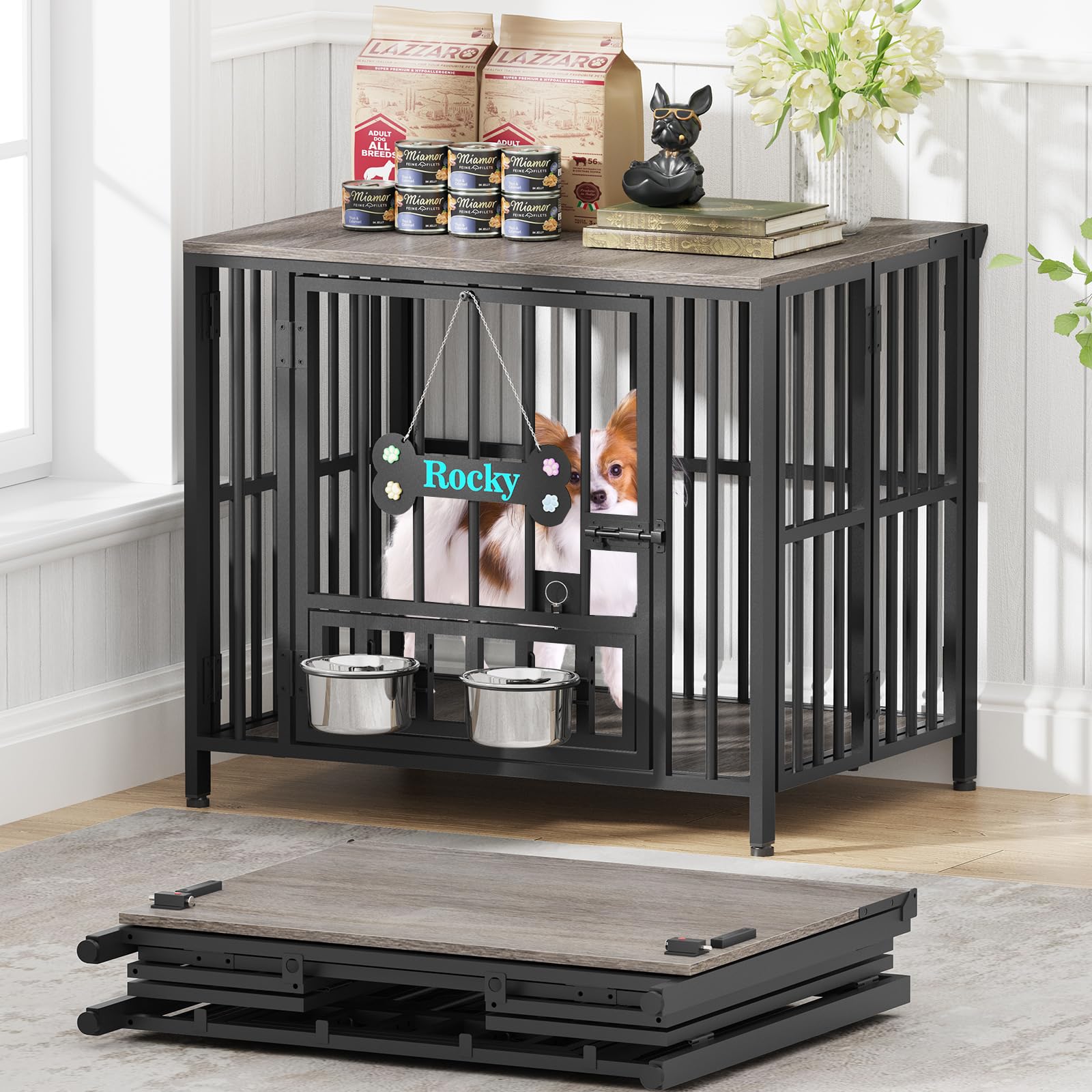Easycom 27 Inch Foldable Dog Crate Furniture