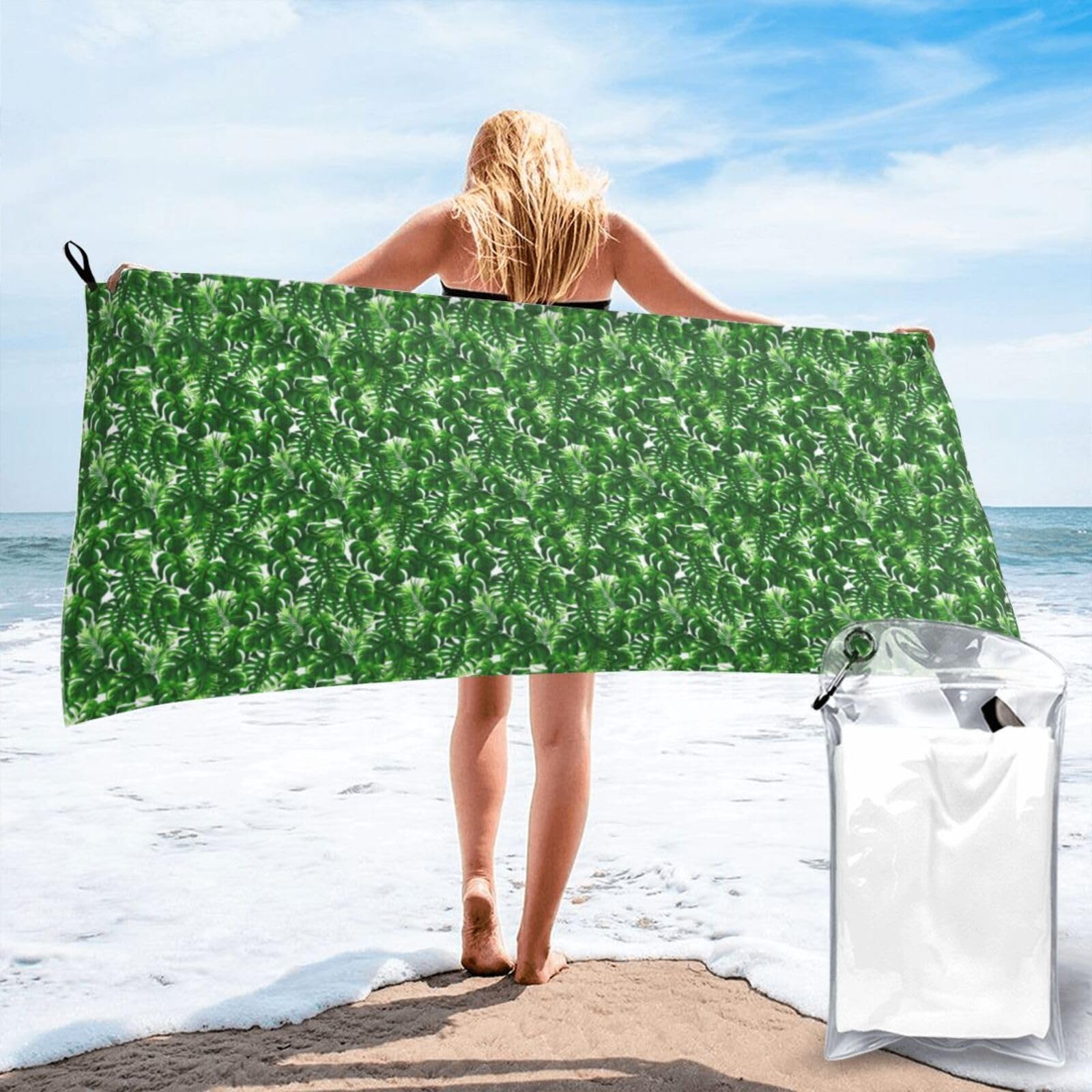 JBJGKHLP Monstera Deliciosa Banana Palm Print Quick Dry Portable Towel For Beach Camping Hiking Yoga Fitness Outdoor Adventures