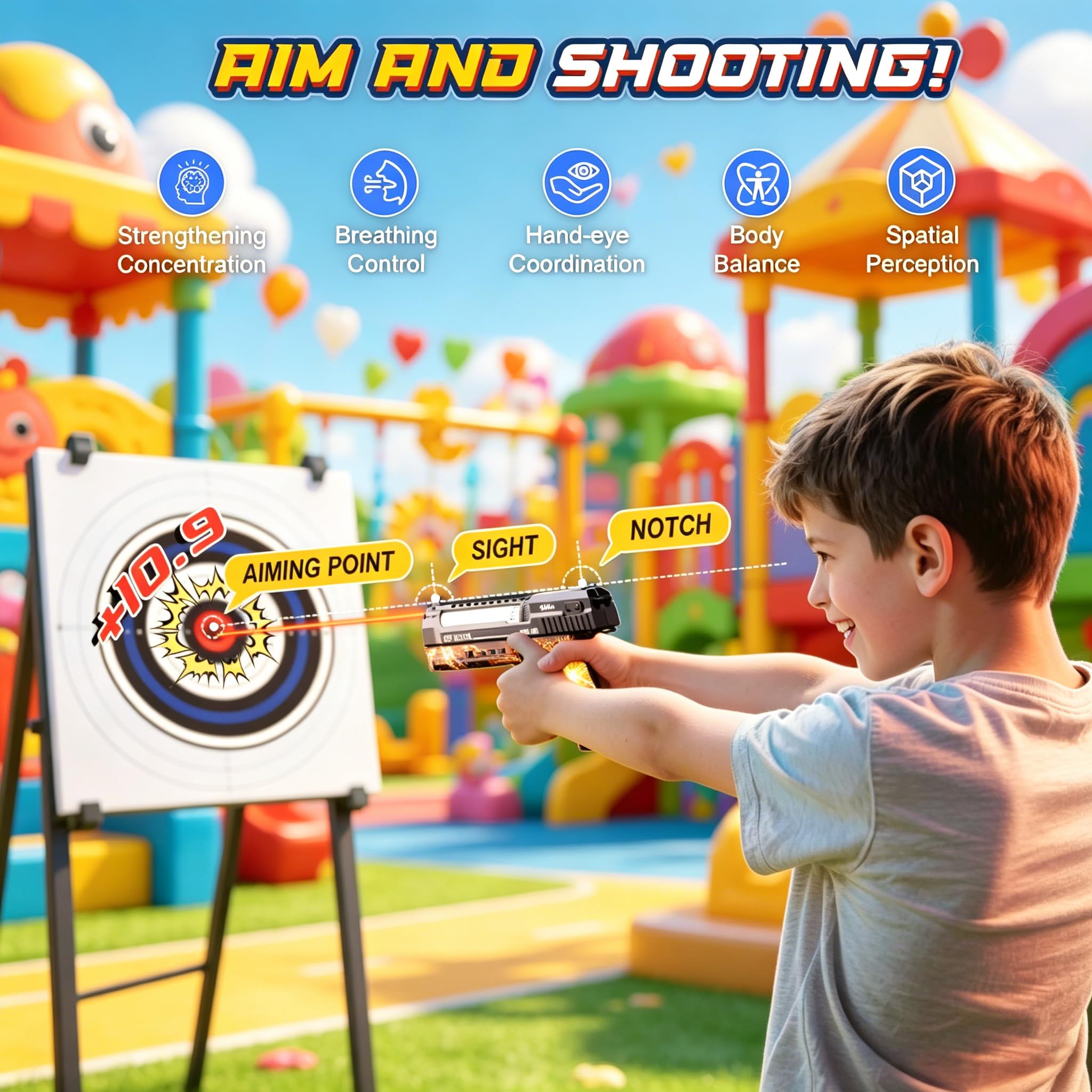 VATOS Lasertag-Schießpistole mit intelligenter Zielscheibe, Zielübungs- und Mehrspieler-Wettkampfspiel für Zuhause, Schießspiel für drinnen und draußen für Kinder und Erwachsene