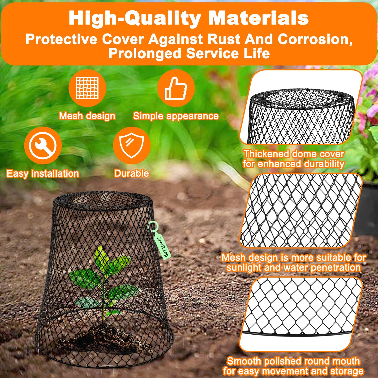 Cage de Plante en Forme de Cloche, Cloche de Jardin en Métal, 10 Housses de Protection pour Plantes en Fil de Fer de A vec 30 Piquets en Forme de U et 20 étiquettes