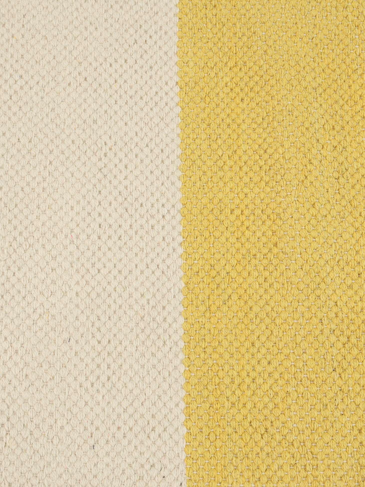 RugVista Cotton Stripe Alfombra, 80 x 300 cm, Amarillo | Kilim, Rectangular, Pelo corto, Limpieza en seco, Sala de estar, Dormitorio, Cocina, Pasillo