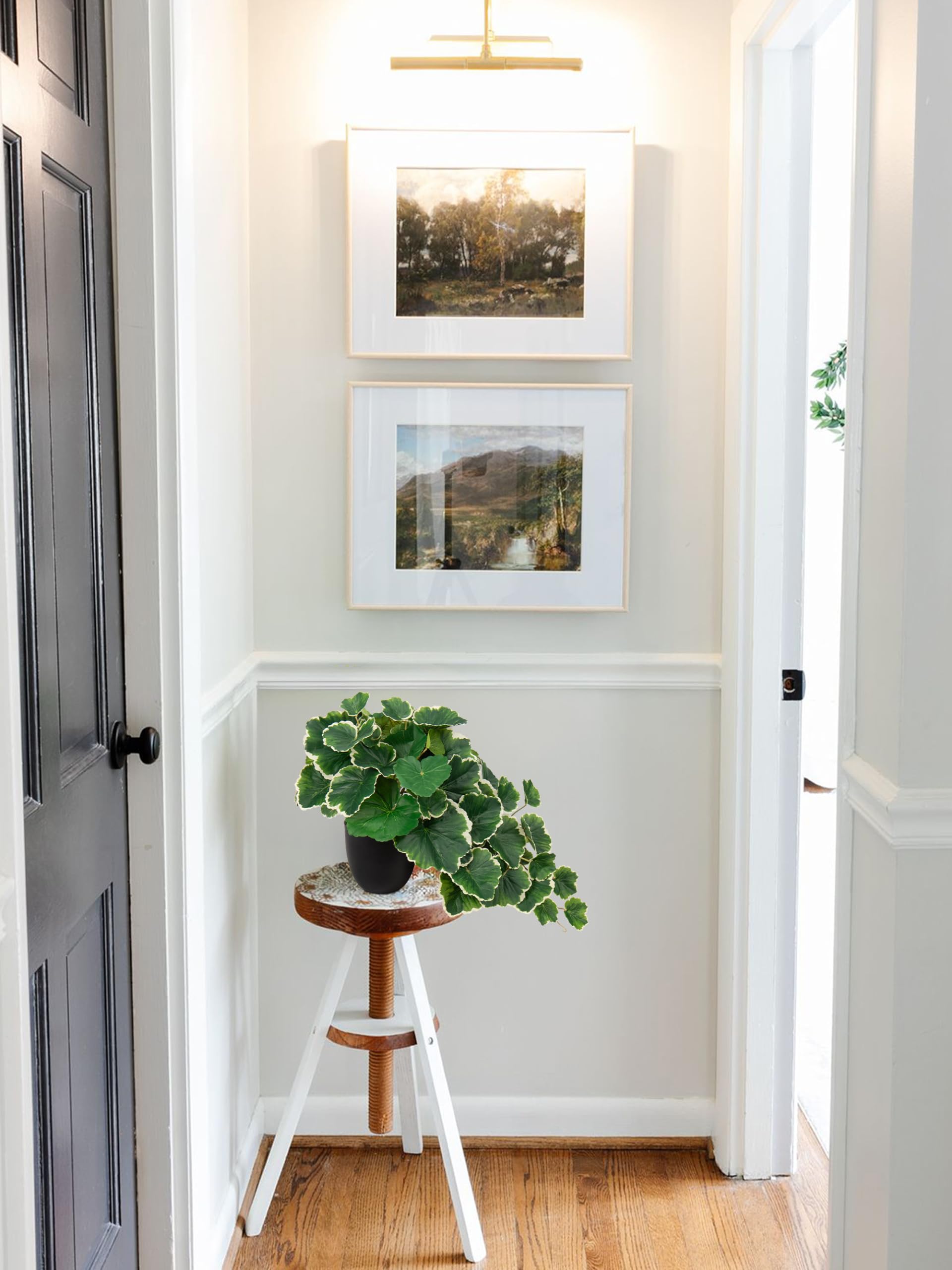 Hollyone Artificial Plants in Black Pots, Fake Wilhelm Langguth Geranium Decorative Faux Potted Plants - Image 3