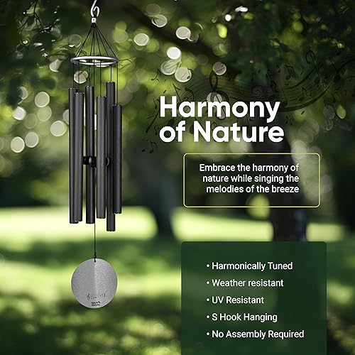 Miniatura 4 de Nature's Melody Aureole Tunes - Campanilla de viento para exteriores con 6 tubos afinados a escala pentatónica B, 100% aluminio inoxidable, acabado