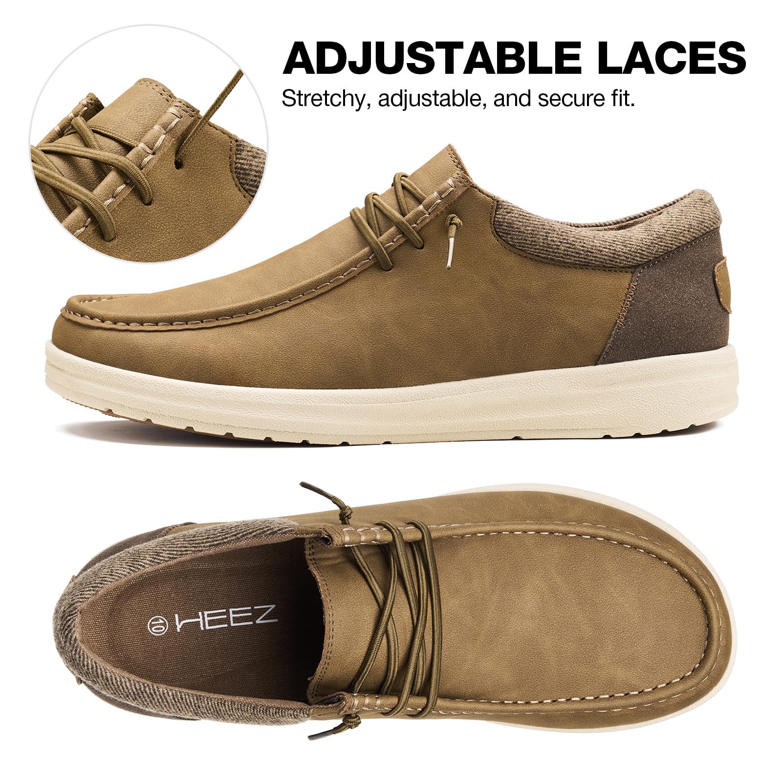 HEEZ Men's Slip On Loafers, Wide Toe Comfortable Casual Shoes for Men Lightweight, Leather Loafer Shoes for Everyday Office Work Travel - 5