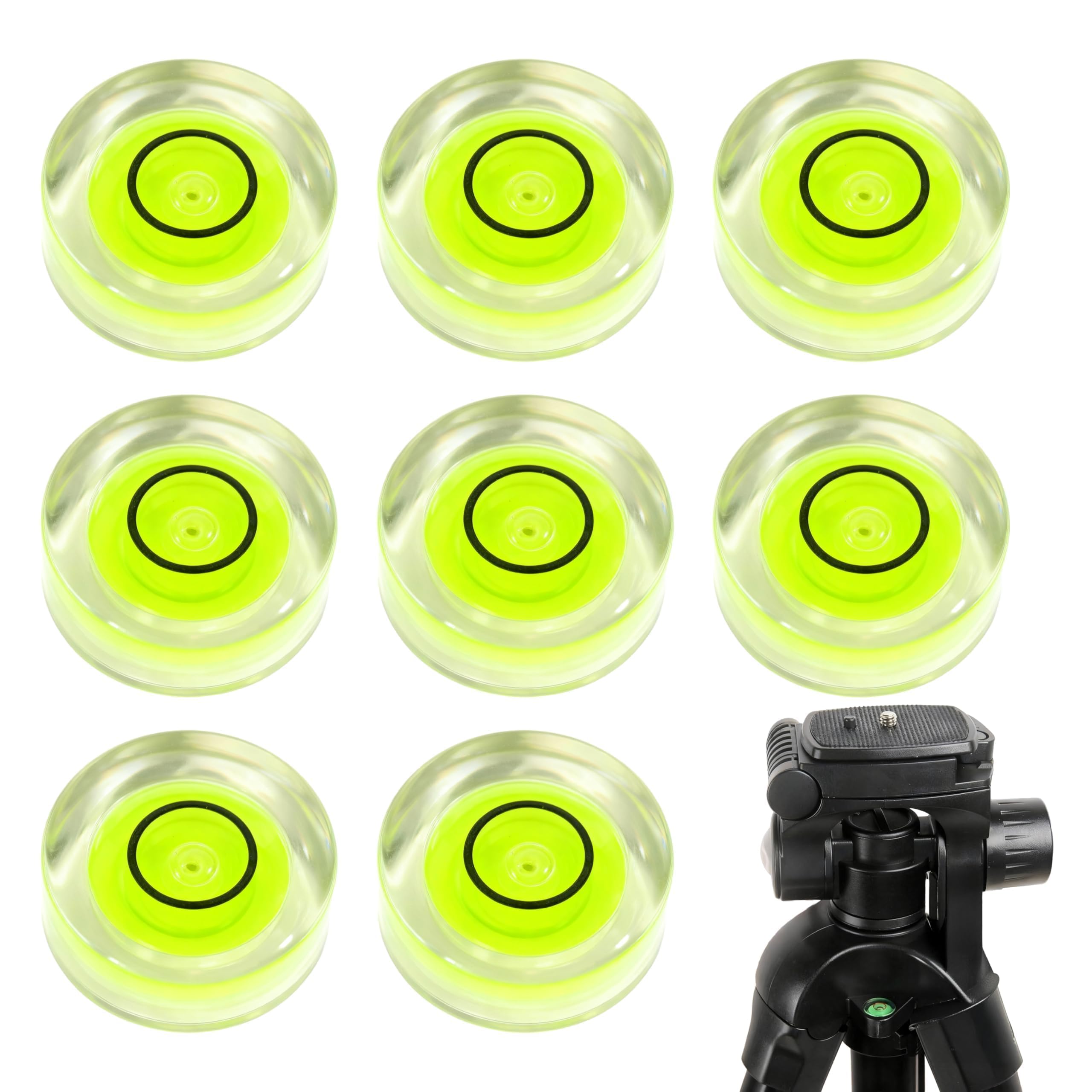8 Pieces Round Bubble Level Ø 12 mm, Mini Bubble Level Small Round, Bubble Levels for Drilling, Camera, Caravan, DIY Projects