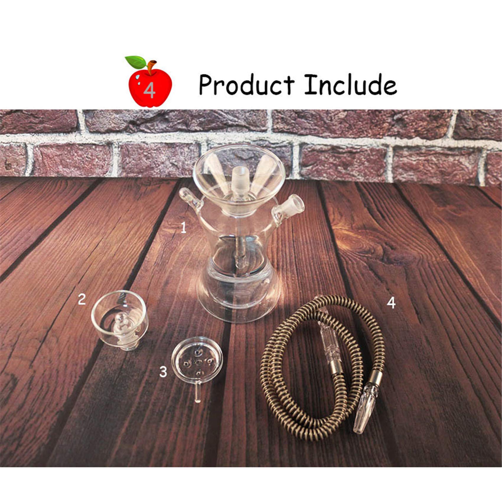 Juego Completo de Cachimba, Pequeño y Moderno Kit de 1 Manguera con Accesorios para Cachimba, Jarrón de Vidrio con Clip de Carbono y Lámina de Aislamiento Térmico