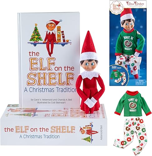 The Elf on the Shelf - Conjunto de regalo de elfo para niño con conjunto de pijama de dona - Libro de cuentos con temática de personajes de Donut Be