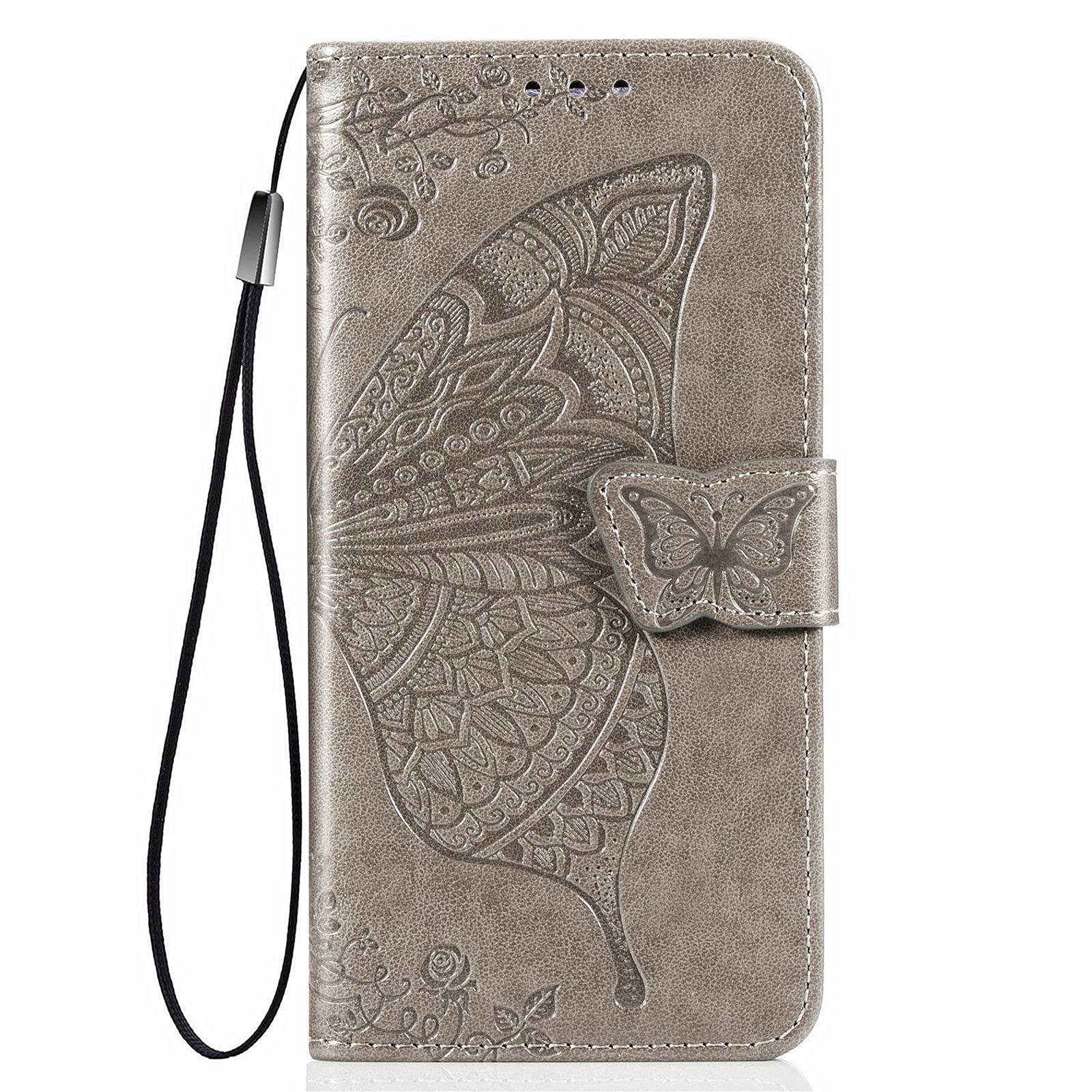 Custodia A Portafoglio In Pelle PU Per Motorola Moto E7i Power – Flip Cover Con Slot Per Carte E Contanti, Grigio, Antiurto