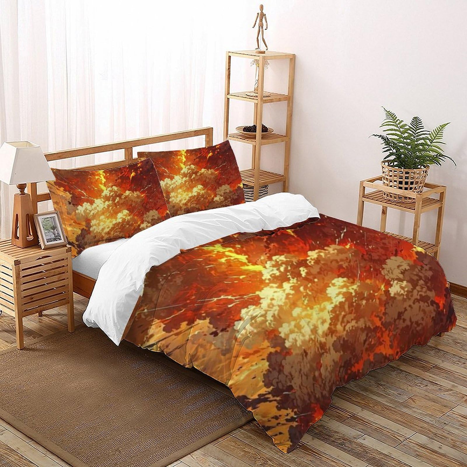Housse de couette super king microfibre rouge avec 2 taies d'oreiller 3D