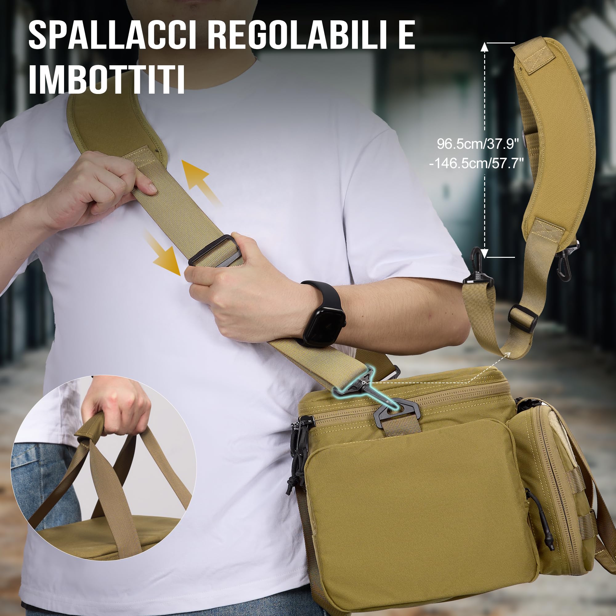 OneTigris Range Bag, Borsa Tattica per la Polizia, Borsa per Armi Tattiche per Caccia, Tiro a Segno, Pesca, Escursionismo, Outdoor, Marrone Coyote