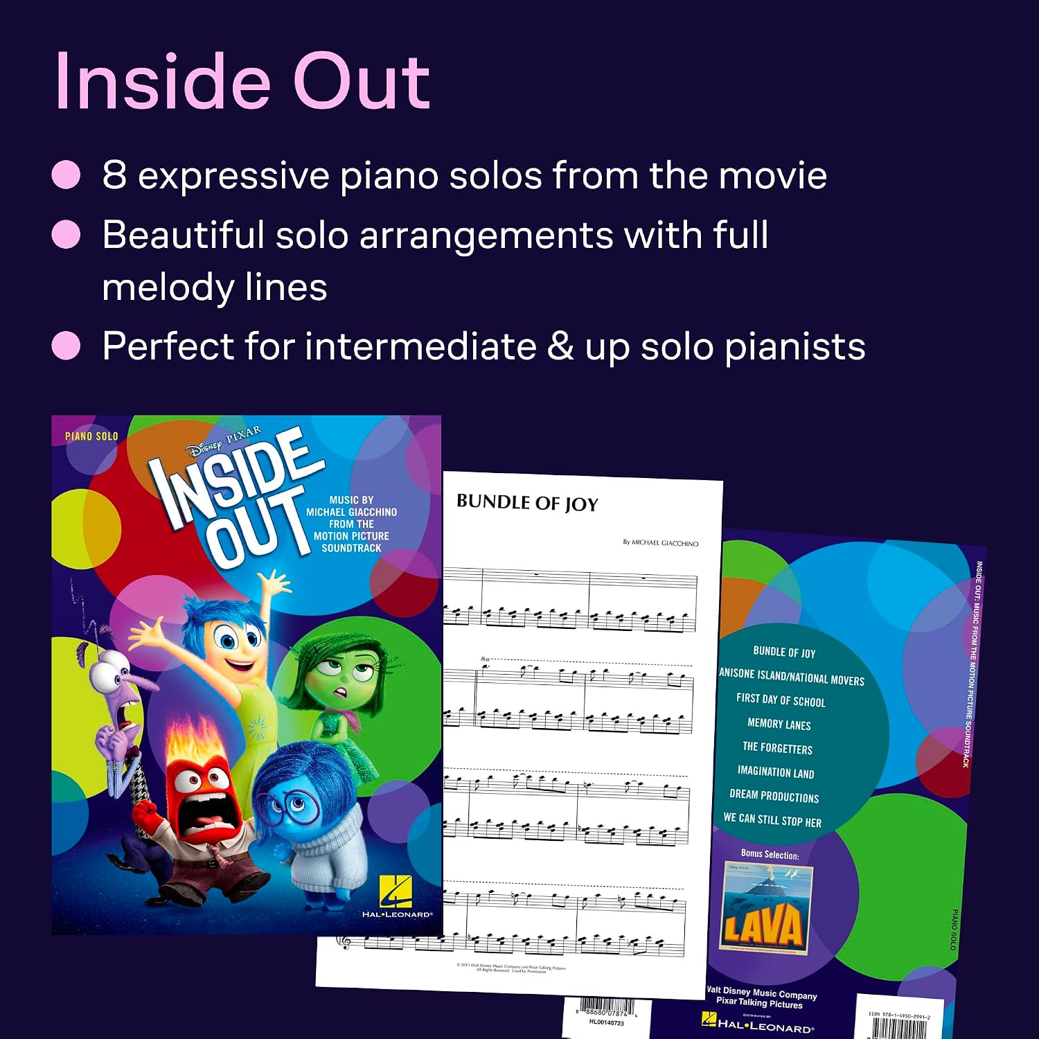Inside Out - Music from the Disney Pixar Movie Soundtrack By Michael Giacchino | Piano Solo Sheet Music | 8 Songs from the Film by Michael Giacchino | Easy Piano Arrangements | Movie Music Songbook