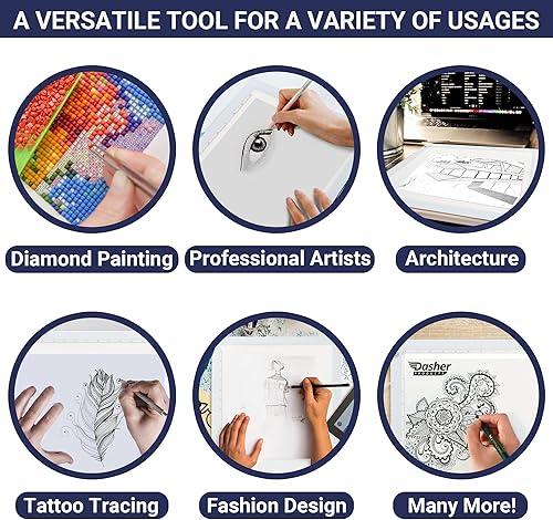 Miniatura 5 de Caja de luz LED para rastreo, almohadilla de luz ultrafina con brillo ajustable. Viene con cable USB, adaptador, papel de calco, clip. Almohadilla