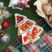 Vista 9 de Angoily Bandeja con Forma de Árbol de Navidad de Cerámica Bandeja de Servir de Navidad Platos para Entretenimiento, Bandeja de Servir Alimentos