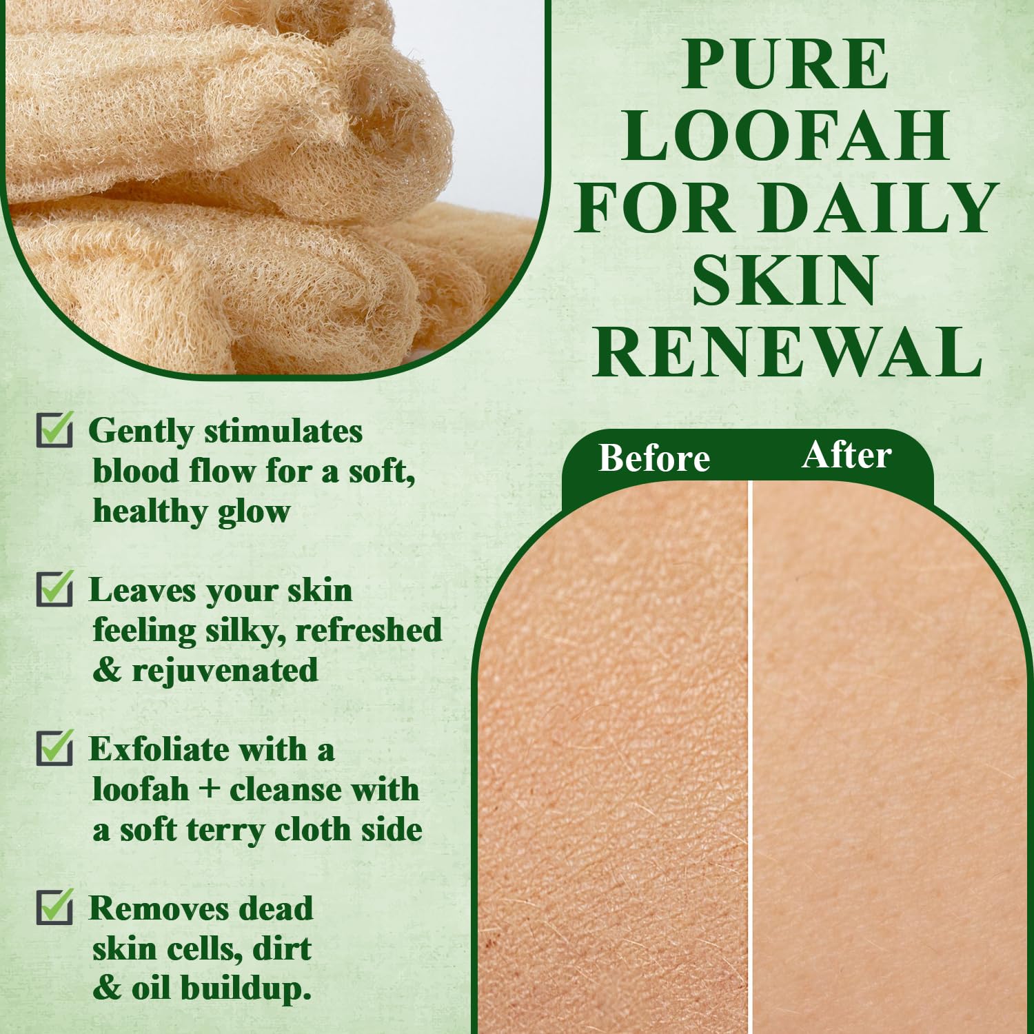 Natürlicher ägyptischer Luffa-Peeling, Körperschrubber (4 Stück) – Bio-Bad-Luffa-Schwamm für tiefenreine Hautpflege – umweltfreundlicher Dusch-Luffa für Damen und Herren – Gesichts-, Rücken- und