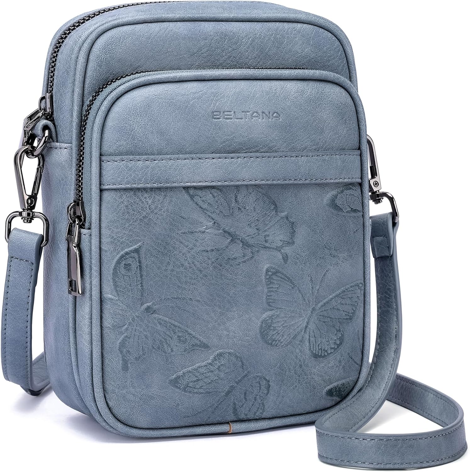 BELTANA Small Crossbody Bags for Women, Butterfly Vegan Leather Cell Phone Bag Trendy Wallet Purse with RFID Card Slots | Triple compartment, Adjustable strap, Smooth zipper, Gifts for women