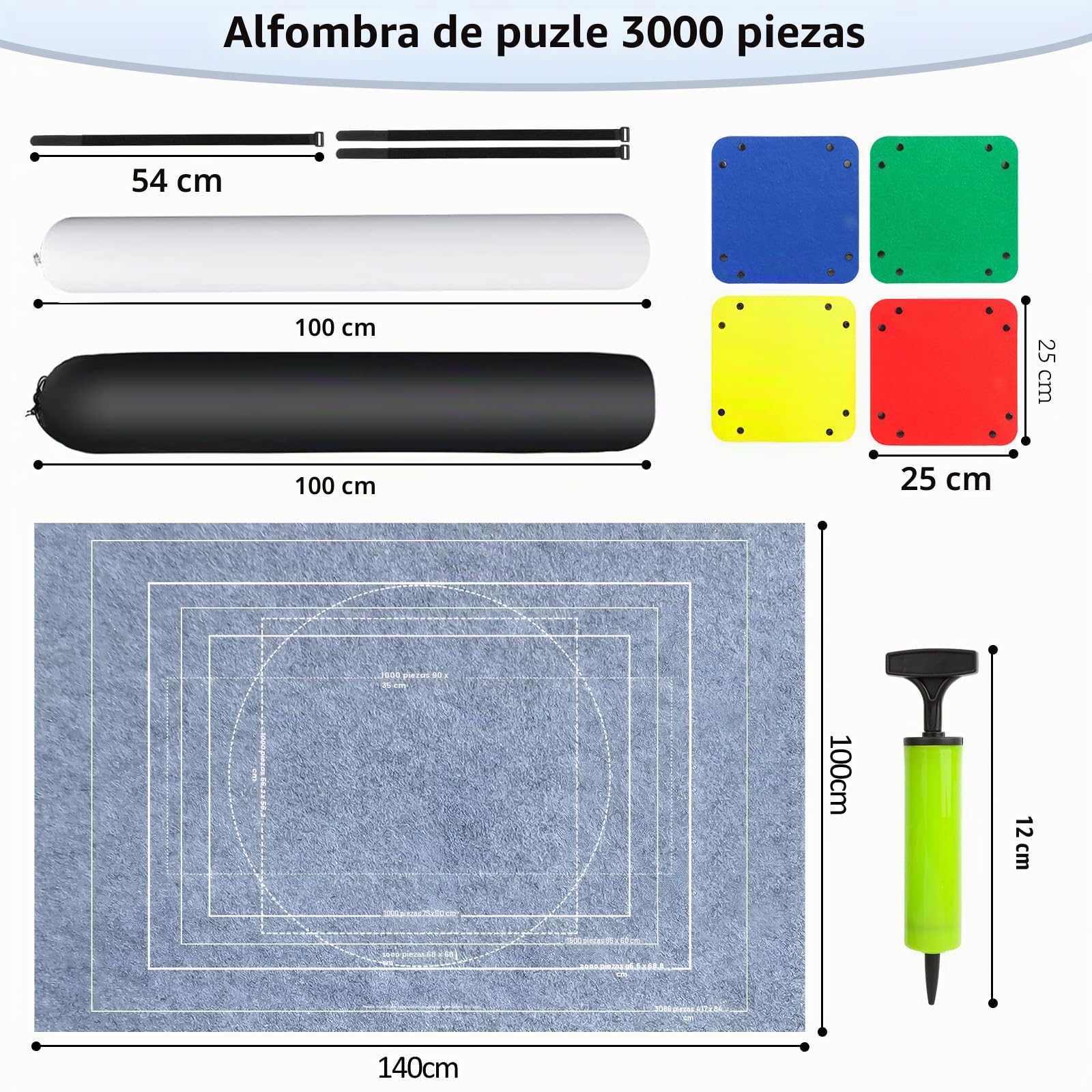 VFANDV Tapete Puzzle, Fieltro Tapete Puzzle para 1000 1500 2000 3000 Piezas Puzzle Mat Roll Jigsaw Puzzle Pad, Estera de Rompecabezas Portátil con 4 Puzzles Clasificadores (Gris)