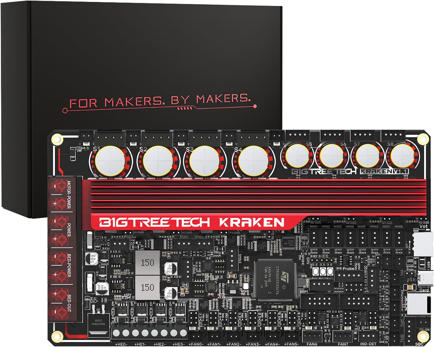 BIGTREETECH Kraken V1.1 Control Board Onboard 8×TMC2160 Drivers Up to 60V Perfect Fit Voron Phoenix CoreXY 3D Printer DIY Support Klipper/Marlin/RRF for HDMI5/HDMI7, EBB SB2209 CAN, BTT Pi