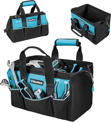 DURATECH Bolsa de herramientas pequeña de 13 pulgadas con 9 bolsillos, bolsas de herramientas para hombres y mujeres, bolsa de herramientas con tela