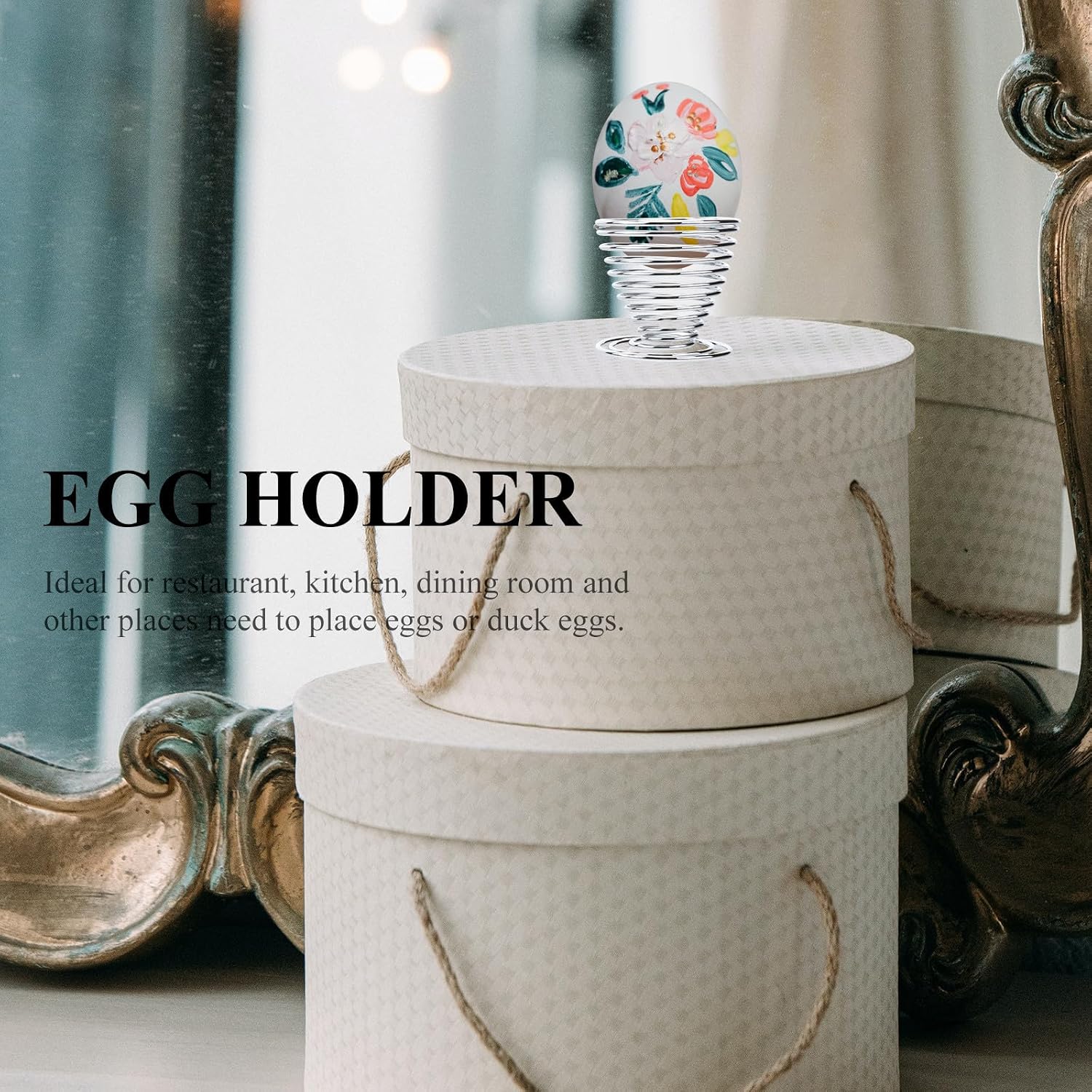 4pcs Spring Egg Cup Holder Stainless Steel for Boiled Egg Storage