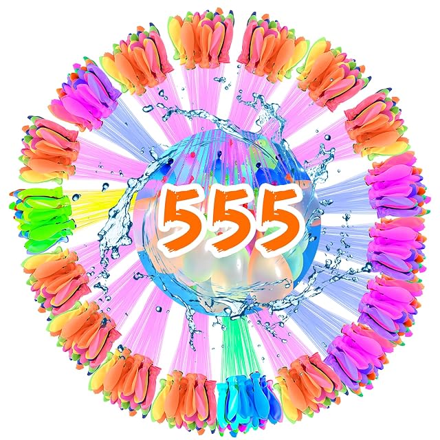 WTZWYFWJ 555 Pcs Globos de Agua, paquete de bombas de agua reutilizables, con conexiones de grifo, Globos de Agua colores Llenado Rapido y Autosellantes, para Exteriores, Piscina, Playa Fiesta