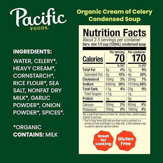Pacific Foods Organic Cream of Celery Condensed Soup, 10.5 OZ
