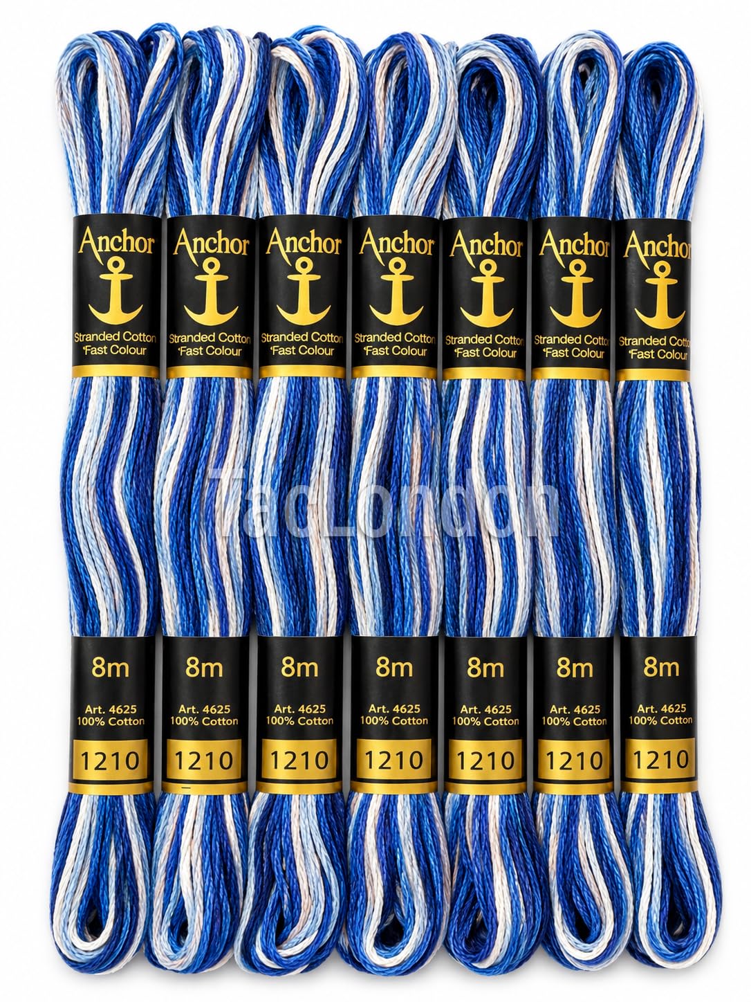 Pack of 12 Anchor Skeins Cotton Double Shade Magical Color Variations Floss Pack Six Strand Embroidery Variegated Cross Stitch Threads (1210 Blue Dark and Sky Blue Mix Shades)