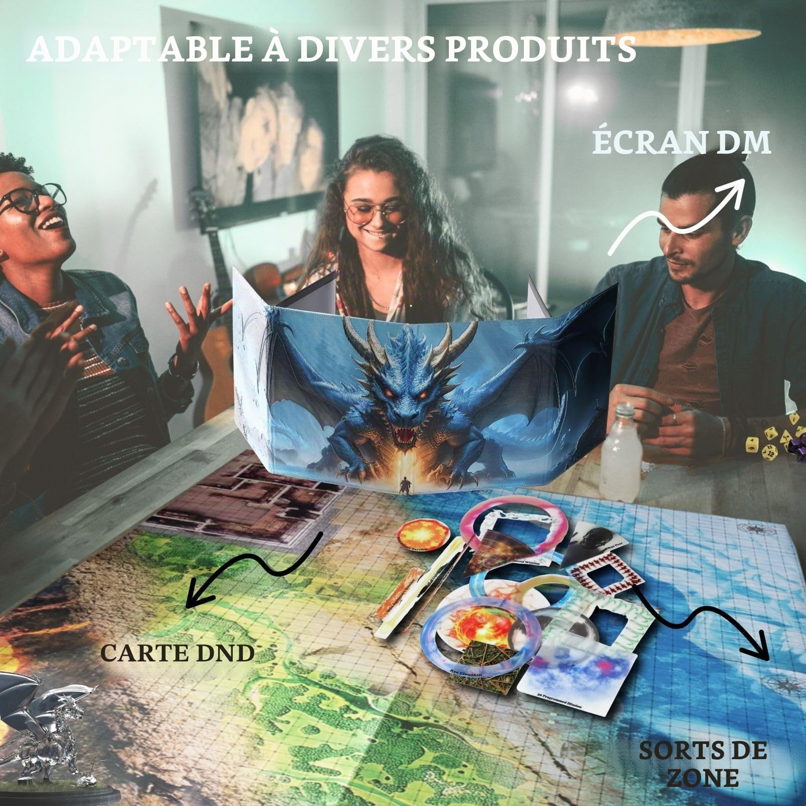 Carte Kit de Démarrage D&D 8 Terrain Scénarios Donjons et Dragons Grille de Terrain de Combat TTRPG Tapis de Jeu de Combat Pathfinder Accessoire DND Grid Game Warhammer Mat et Jeu de Rôle