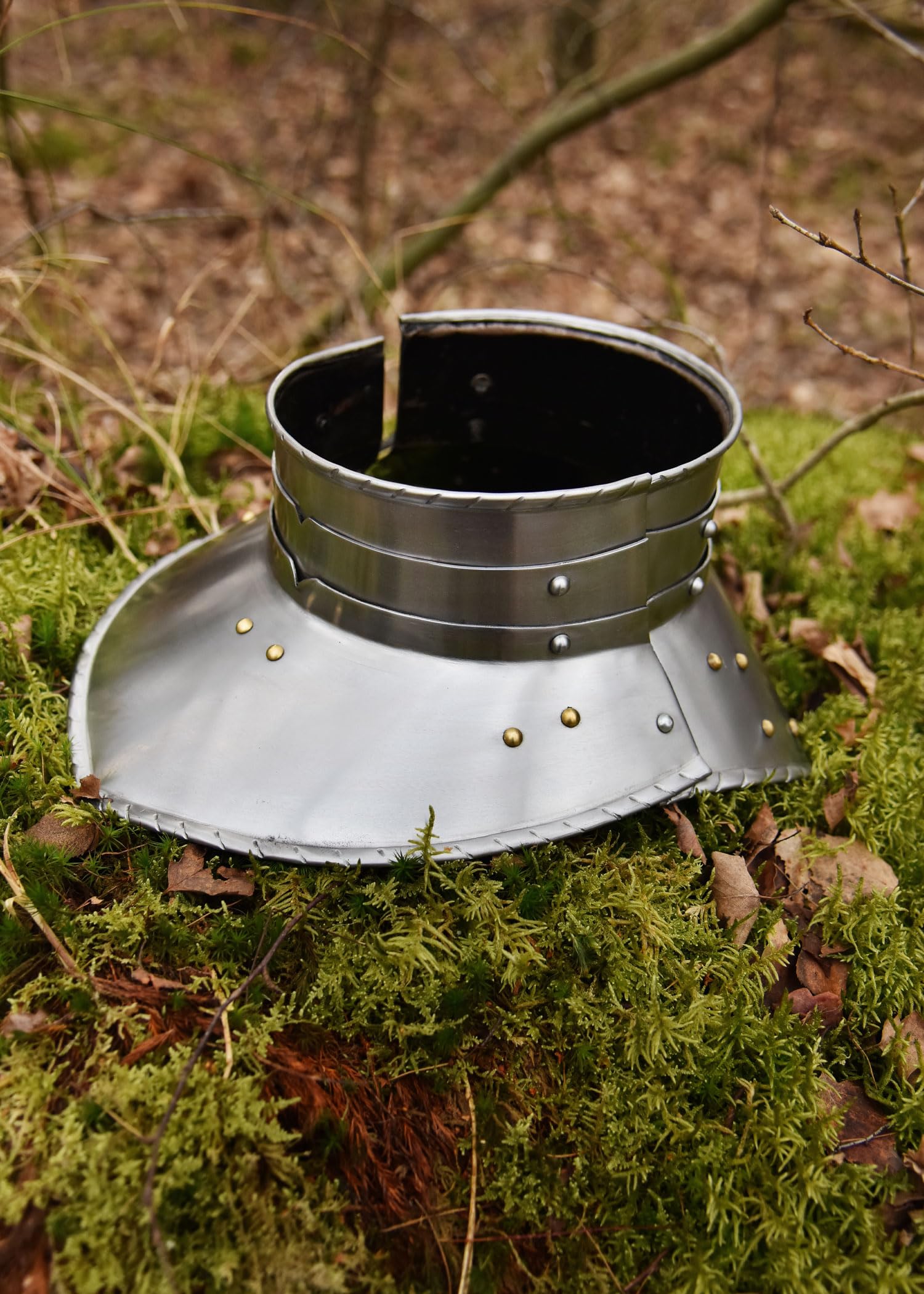 Battle-Merchant - Halsberge, Hochmittelalter, 1,6mm Stahl - Helmbart - Plattenkragen