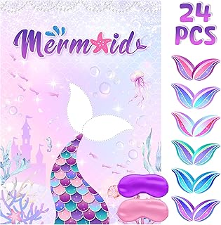 DMIGHT Pin The Tail on The Mermaid Game - Mermaid Party Decorations