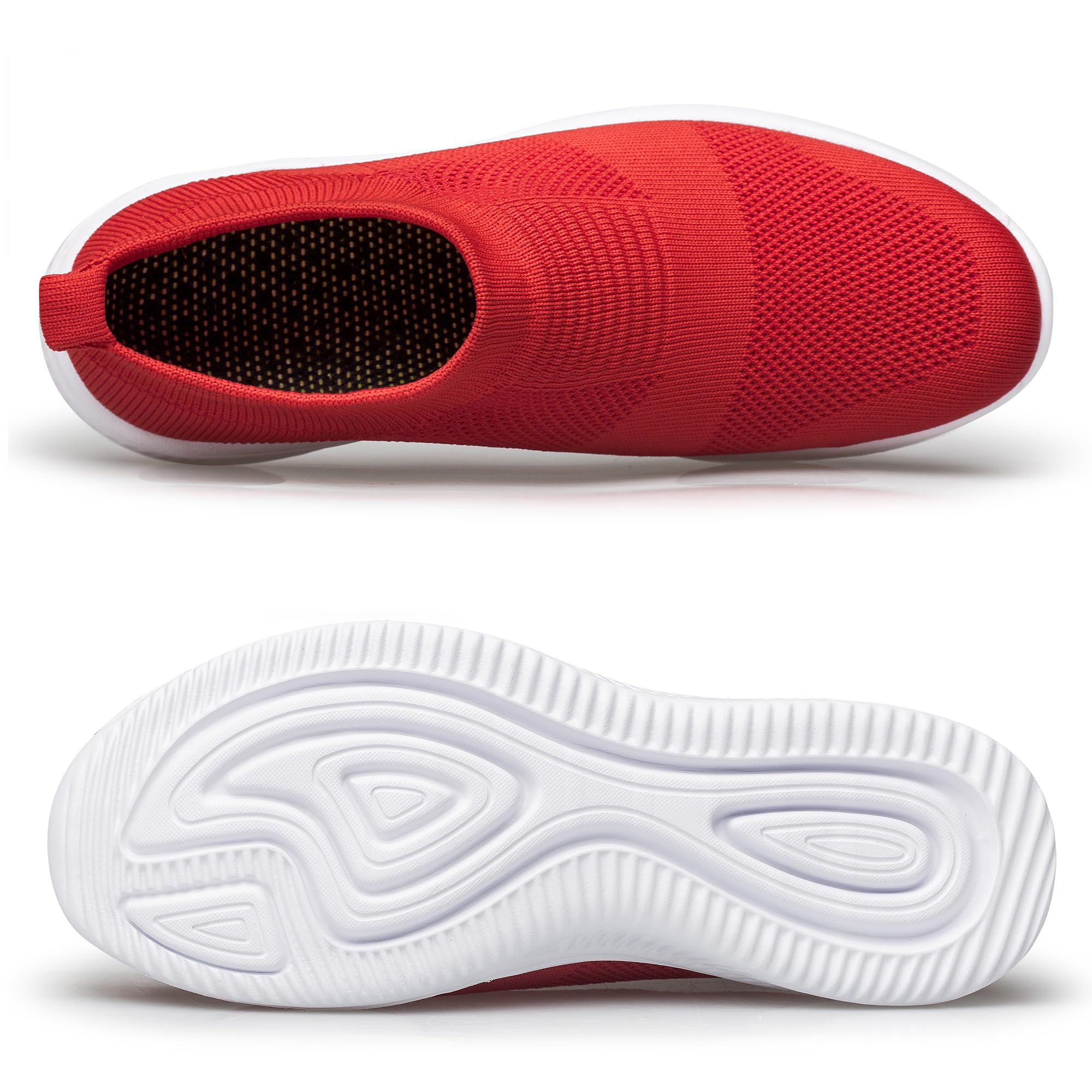 vibdiv Zapatos Planos Caminar Mujer Zapatillas Casual Zapatos Diarios sin Cordones Ligeros Cómodos Rojo 38