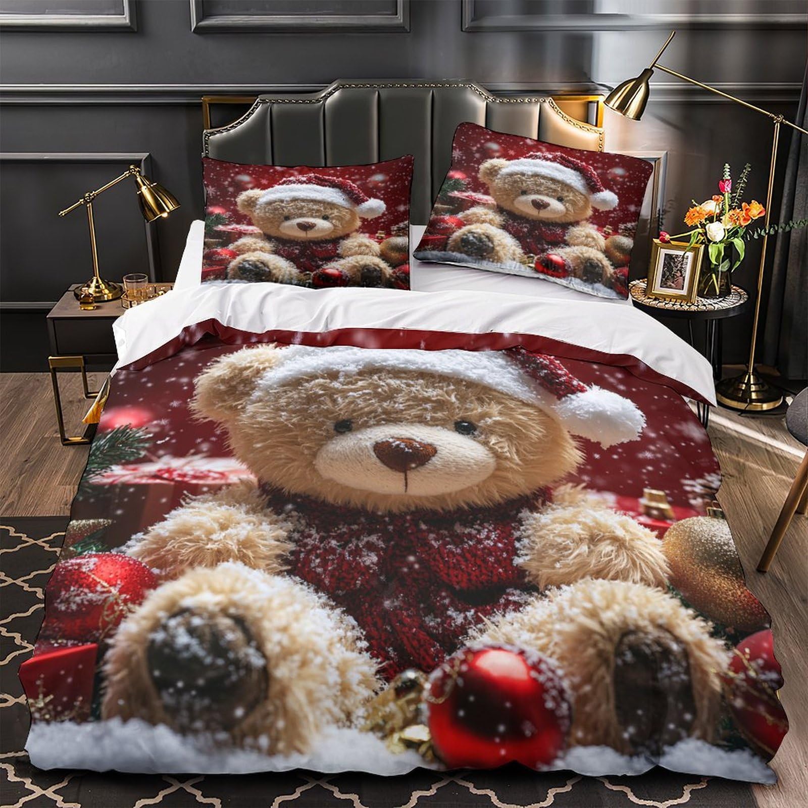 Housse de couette super douce avec fermeture éclair pour literie de Noël