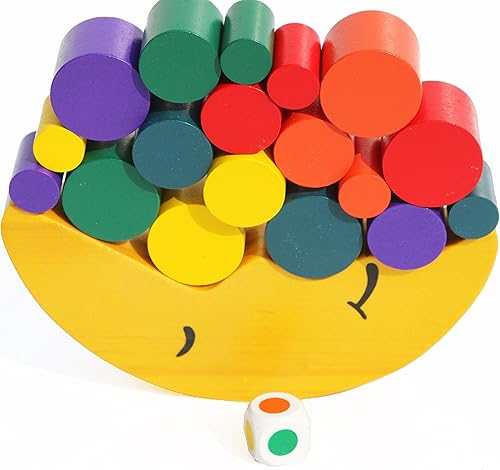 TOWO - Juego de equilibrio de bloques apilables de madera para niños, juego de equilibrio de luna, bloques de apilamiento de madera y juguete de