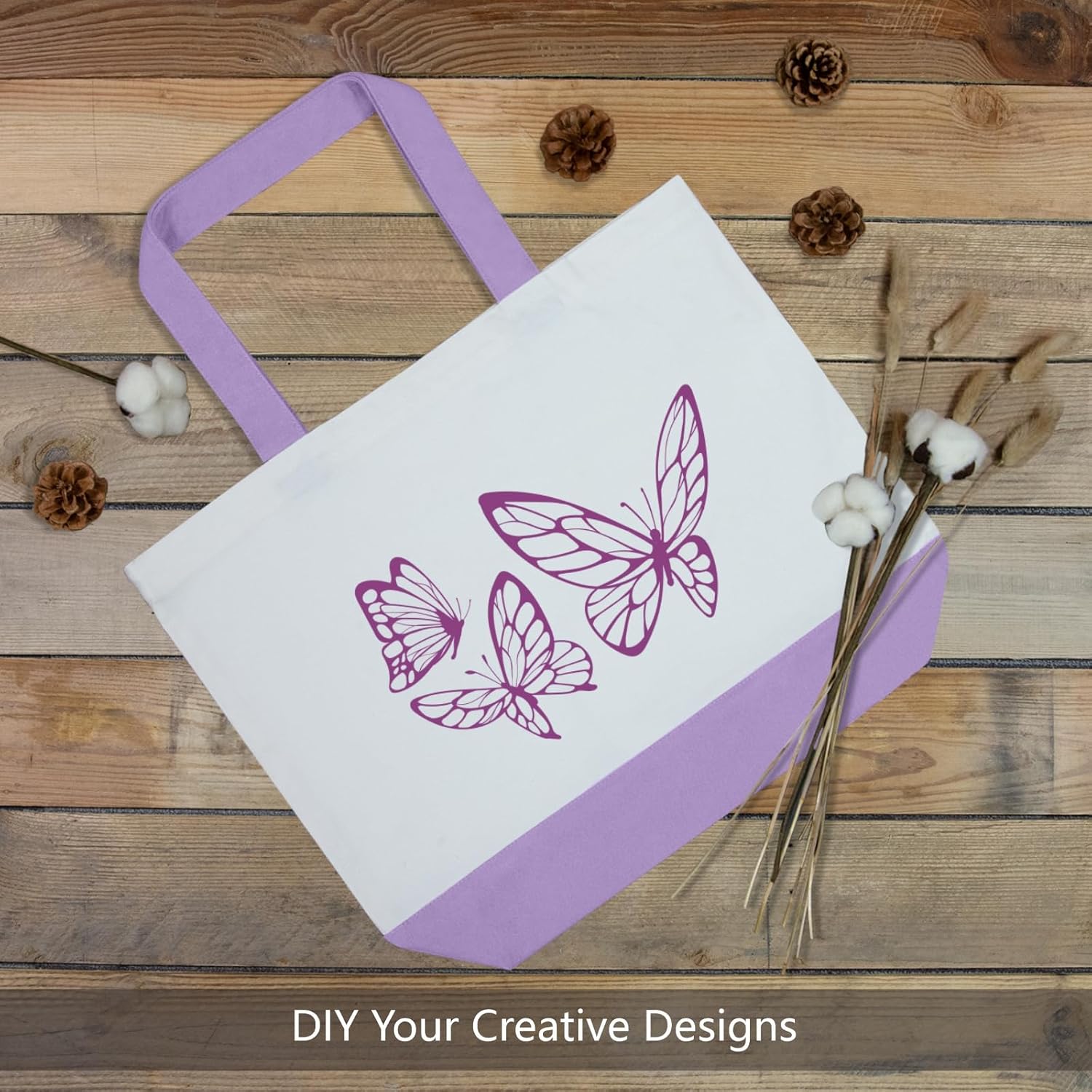 TOPDesign 1-Pack Super Strong Large 12oz Cotton Canvas Tote Bag, Reusable Grocery Shopping Cloth Bag, Fashionable Two-Tone Tote for Crafts, DIY Your Creative Designs - Image 3