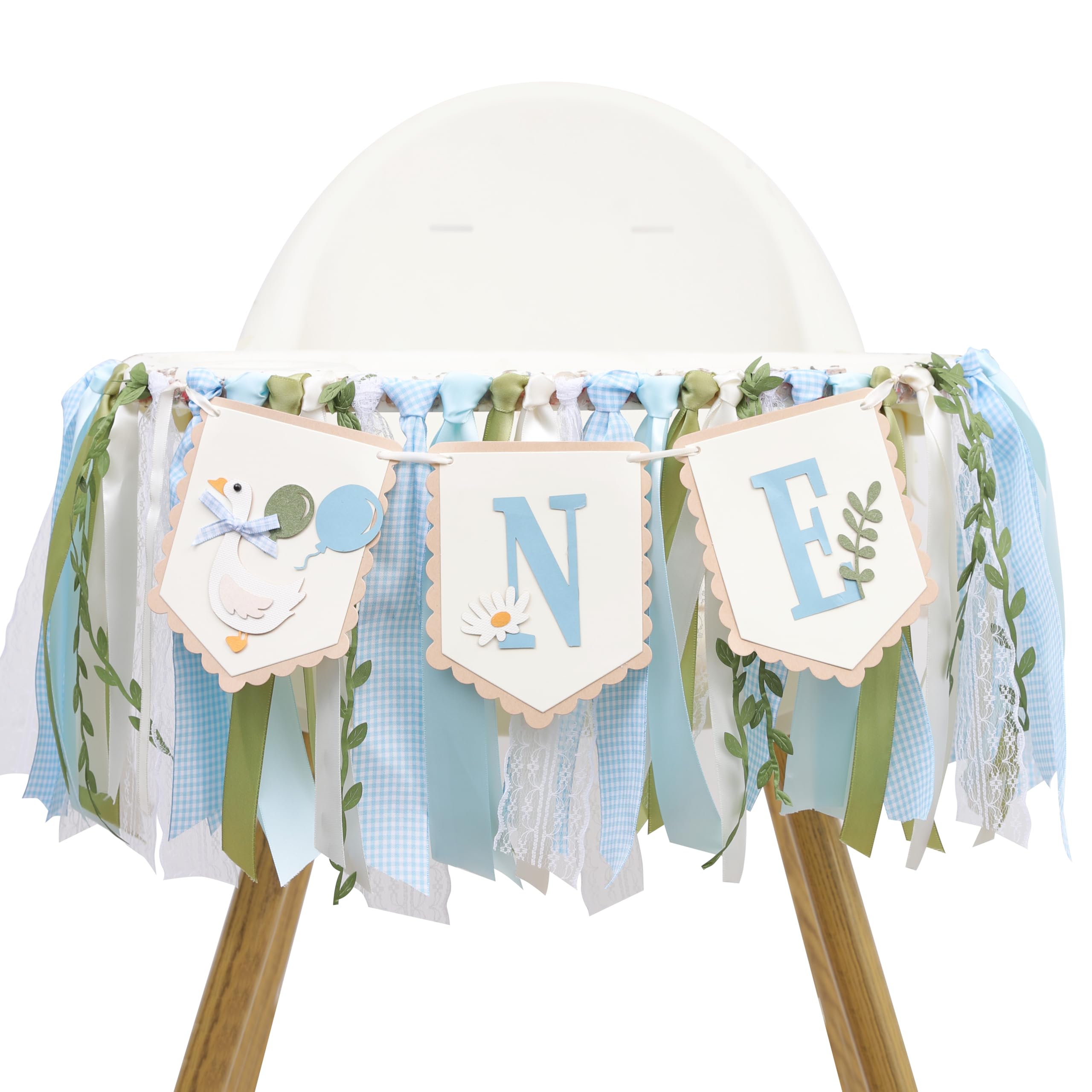 Goose High Chair Banner - Boys First Birthday Party Decorations, Blue Goose 1st Birthday Banner, Vintage Goose Animal Themed High Chair Photo Props