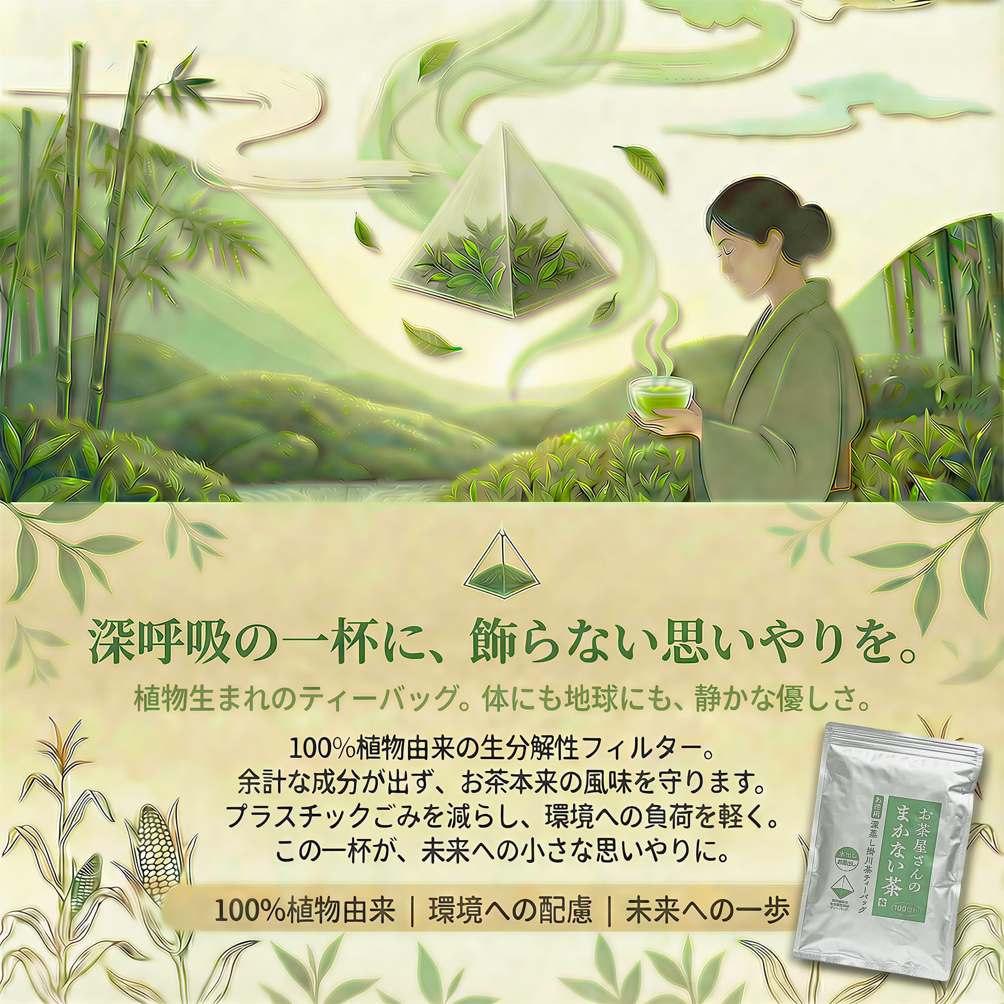Amazon | 山英 緑茶 ティーバッグ まかない 大容量 100包 業務用 静岡