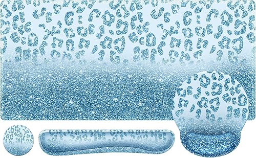 iLeadon Juego de alfombrillas para mouse, alfombrilla de escritorio + alfombrilla para mouse con reposamuñecas + reposamuñecas para teclado +