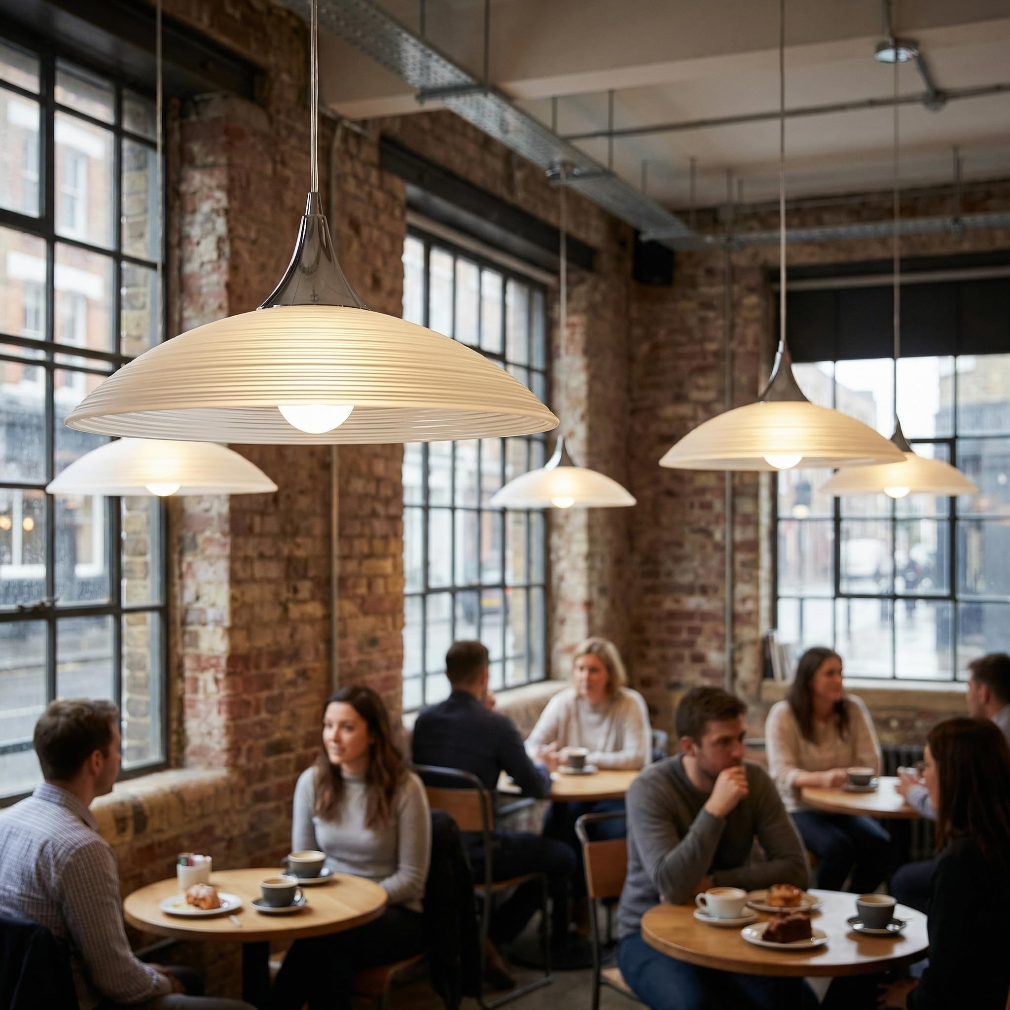 Lampadario Sospeso E27 Moderna in Vetro, Lampada a Sospensione Regolabile in Altezza con Elegante Finitura Cromata, Lampada per Sala da Pranzo, Cucina & Soggiorno